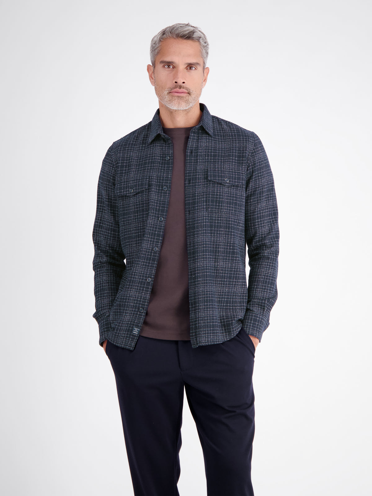 Men's cotton shirt with sophisticated plaid pattern