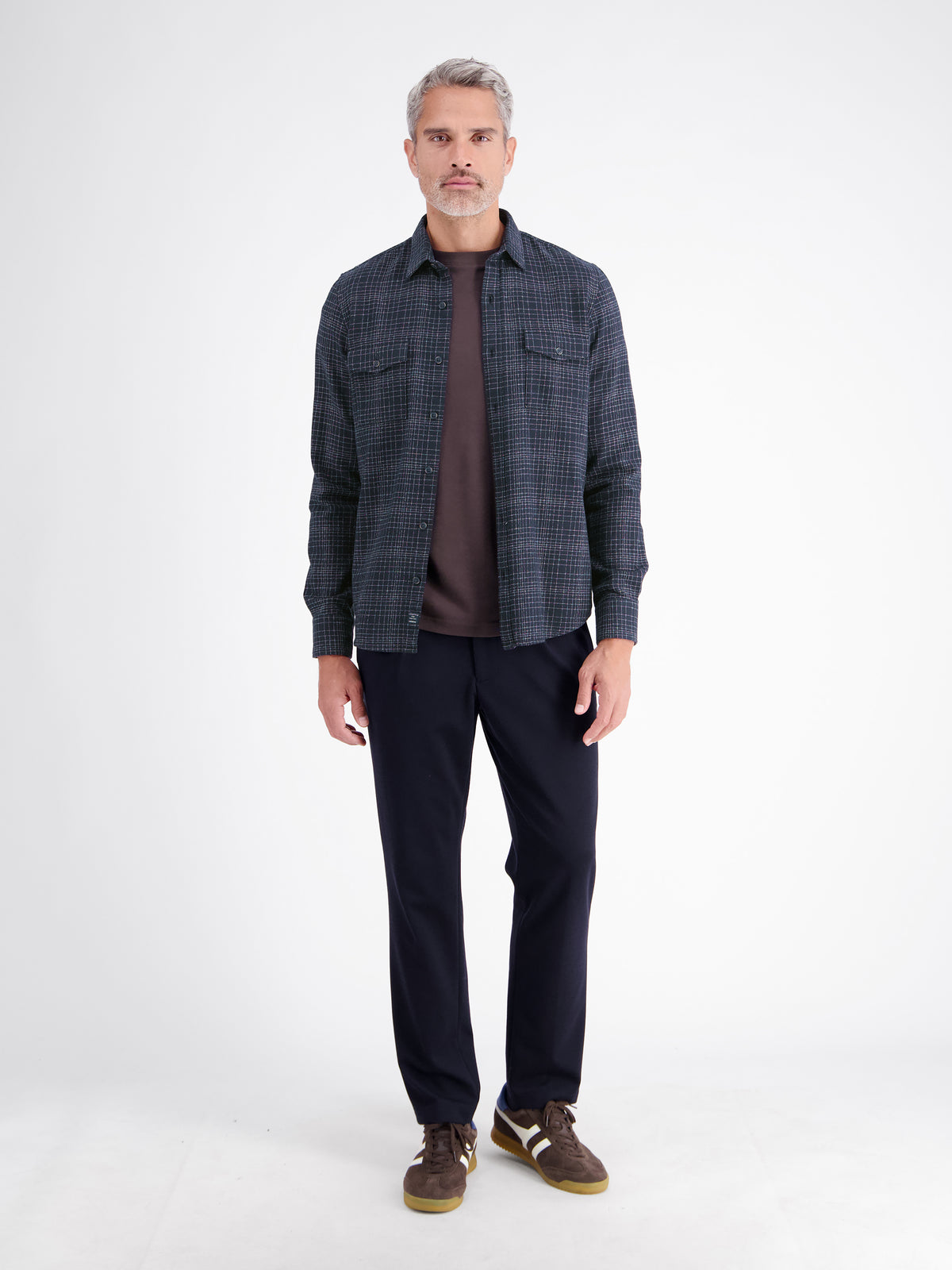 Men's cotton shirt with sophisticated plaid pattern