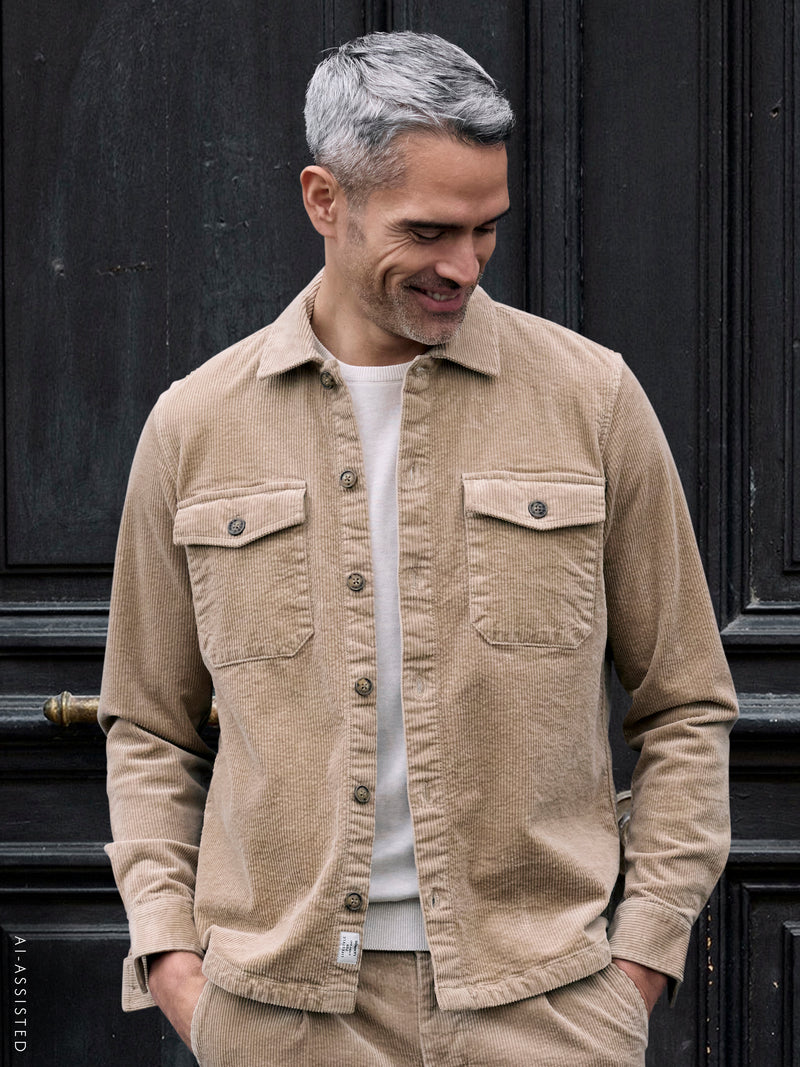 Men's masculine corduroy shirt with stretch content