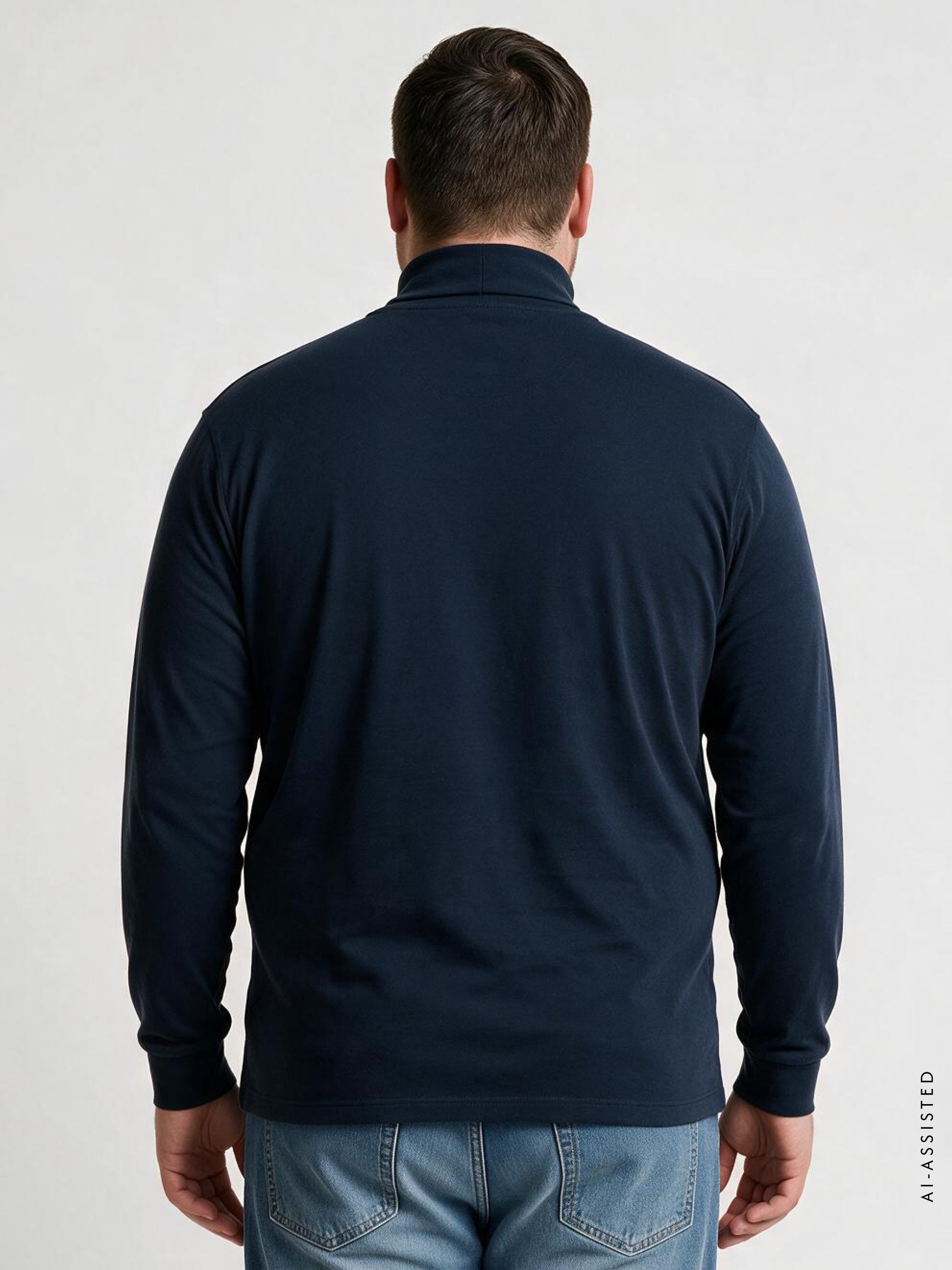 Casual cotton roll-neck T-shirt, plus sizes