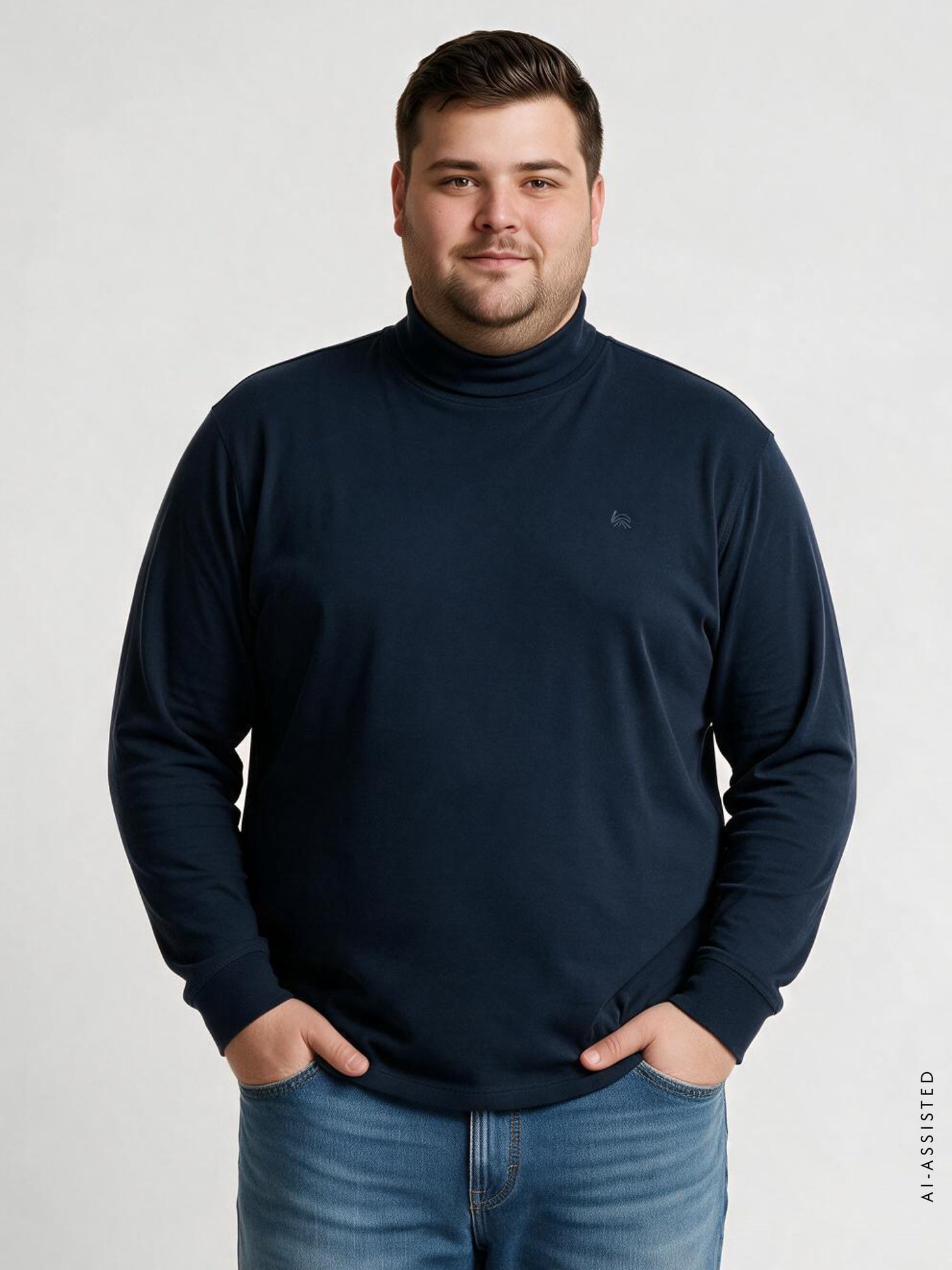 Legeres T-Shirt mit Rollkragen aus Baumwolle, große Größen