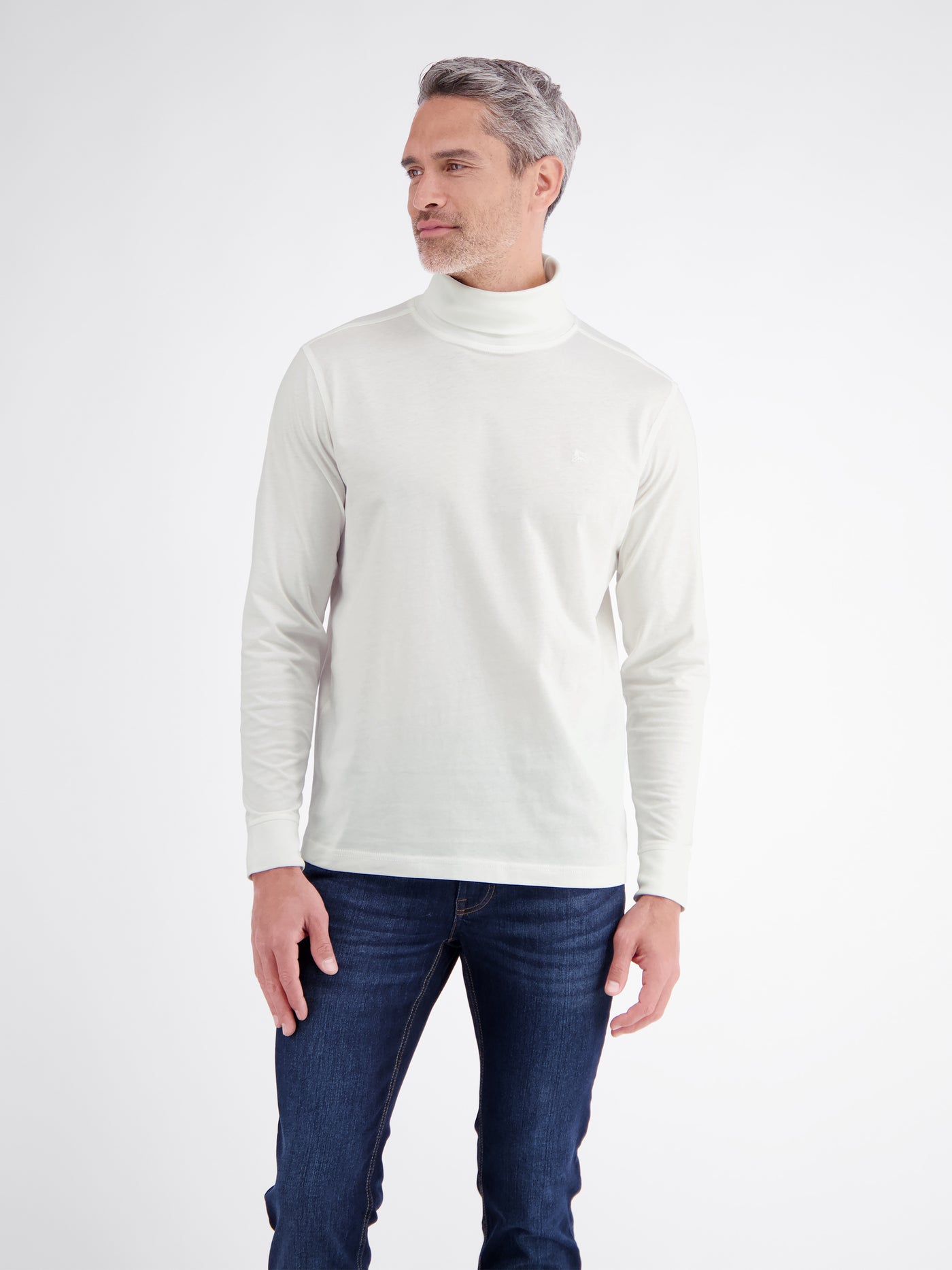 Legeres T-Shirt mit Rollkragen aus reiner Baumwolle