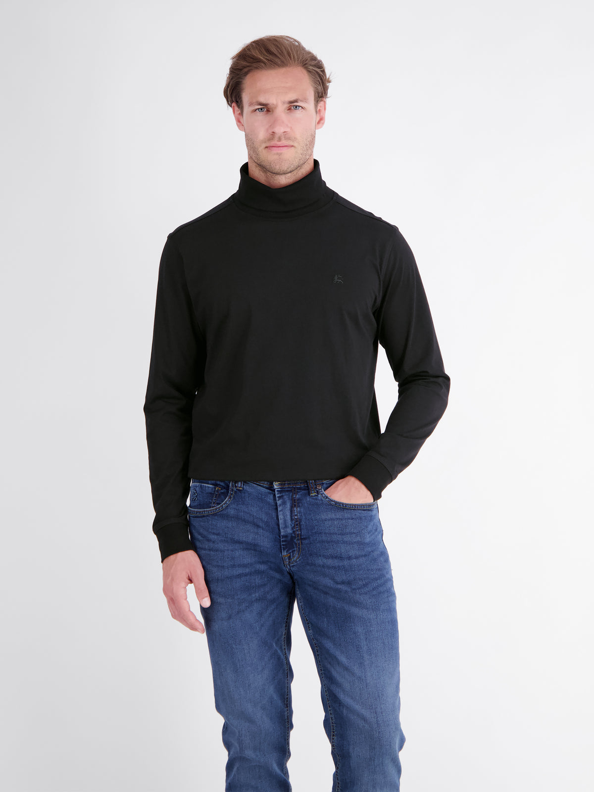 T-Shirt mit Rollkragen aus reiner Baumwolle