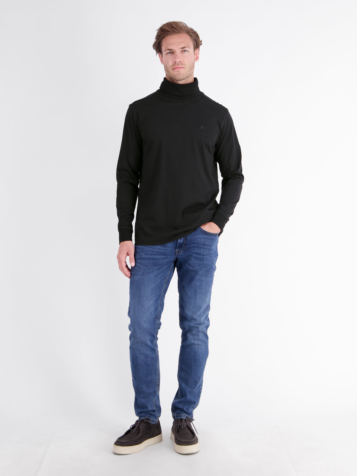 T-Shirt mit Rollkragen aus reiner Baumwolle