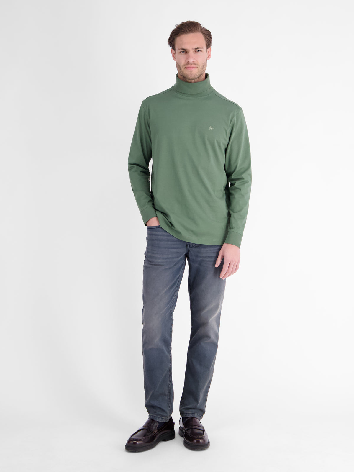T-Shirt mit Rollkragen aus reiner Baumwolle