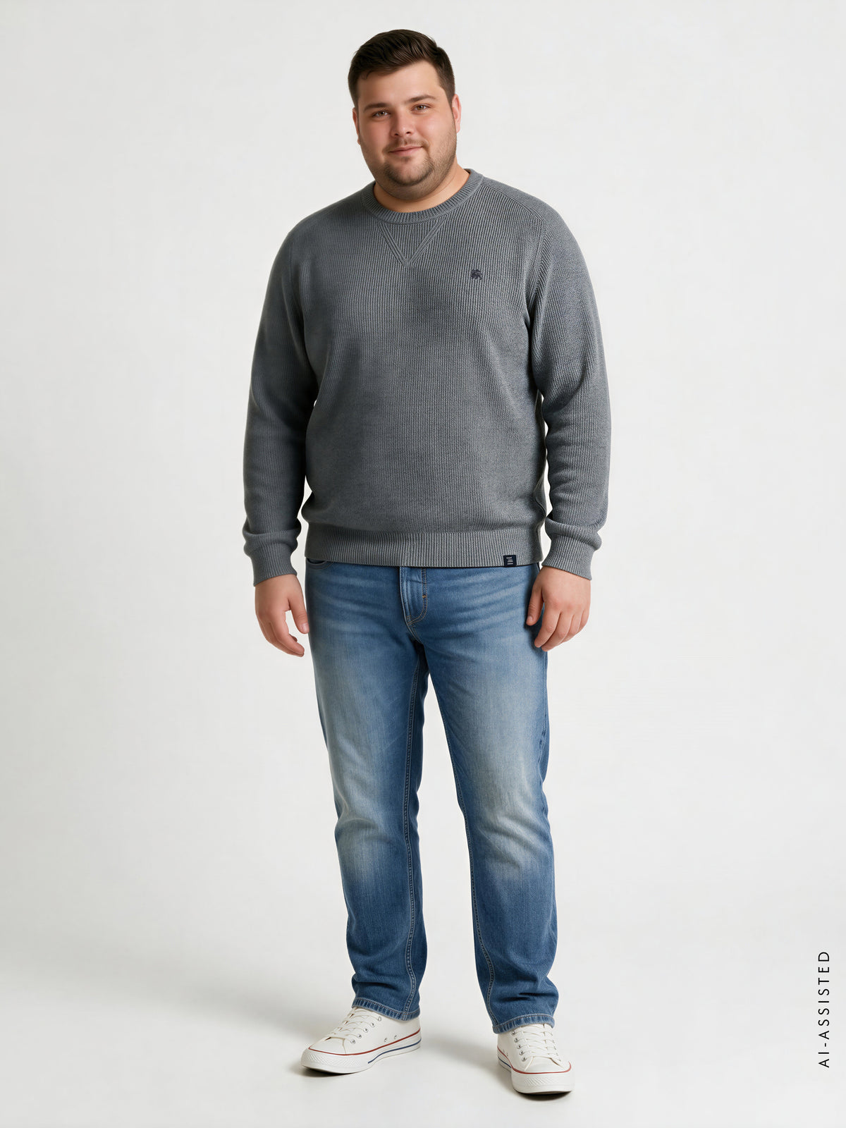 Strickpullover mit O-Neck – Große Größen