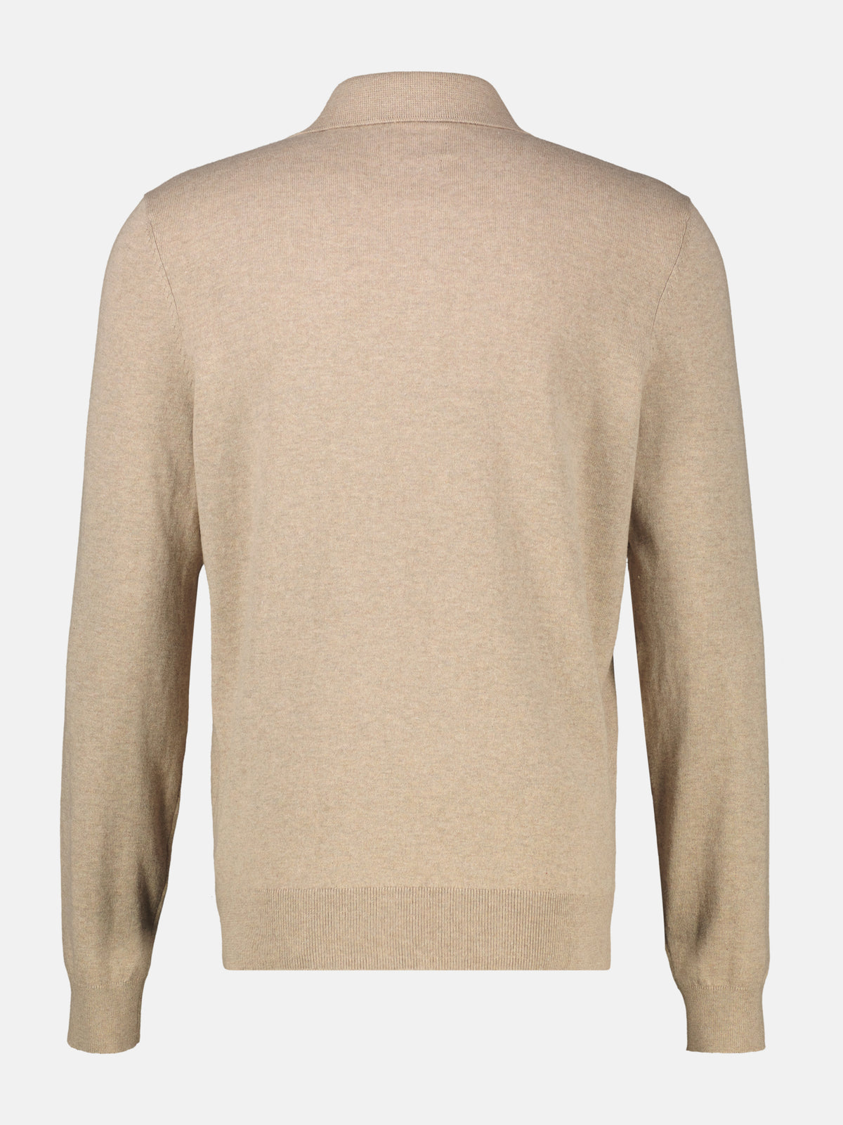 Long-sleeve polo shirt in cotton knit with flexible ribbed cuffs