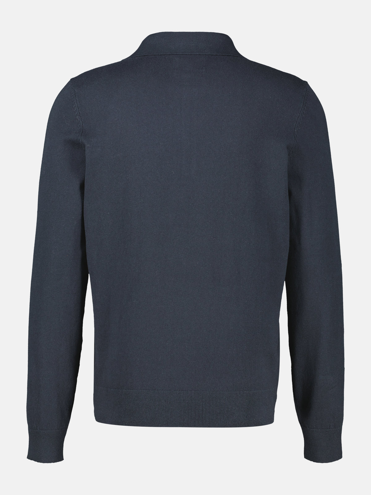 Long-sleeve polo shirt in cotton knit with flexible ribbed cuffs