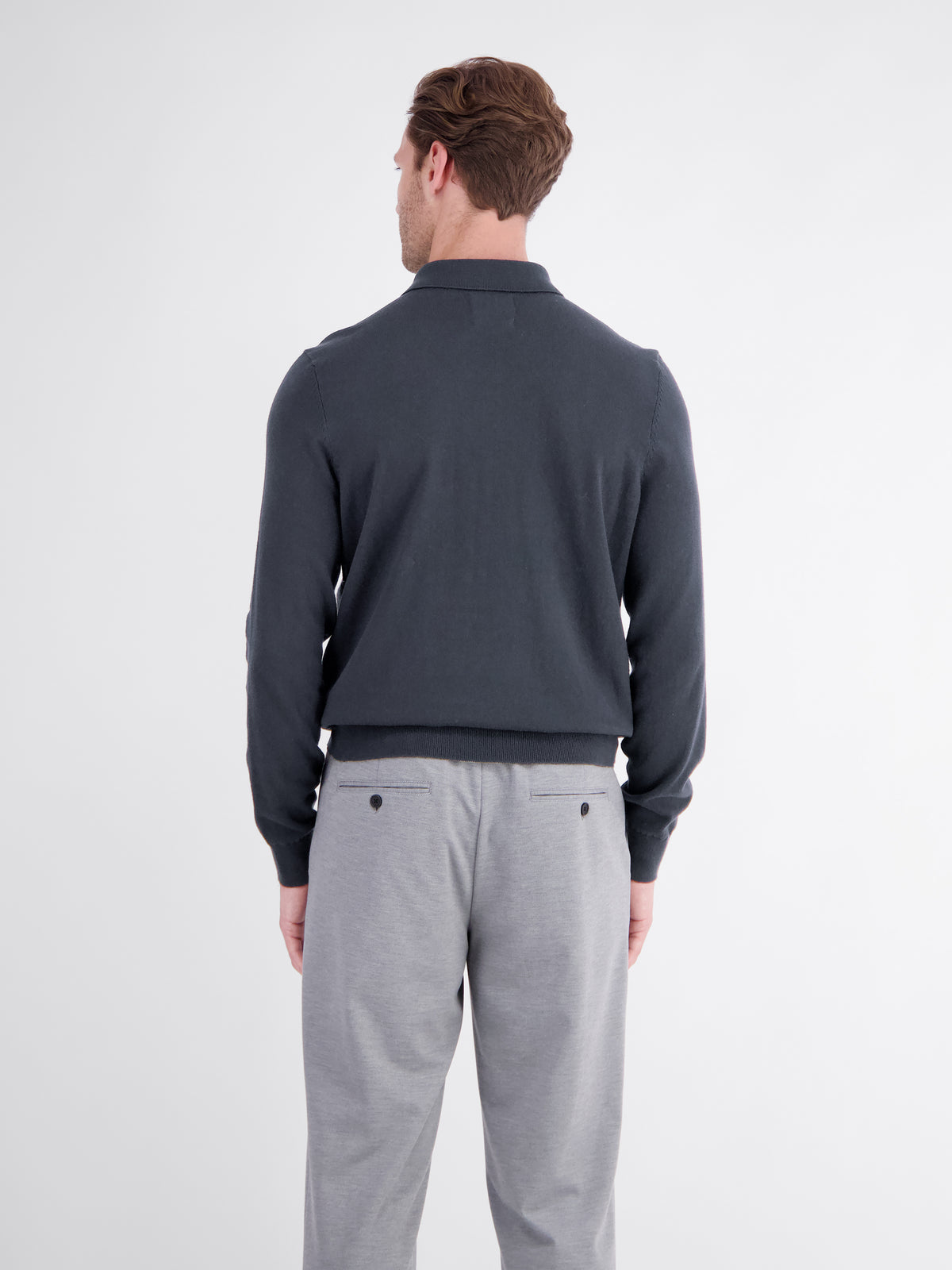 Langarm Polo aus Baumwollstrick mit flexiblen Rippbündchen
