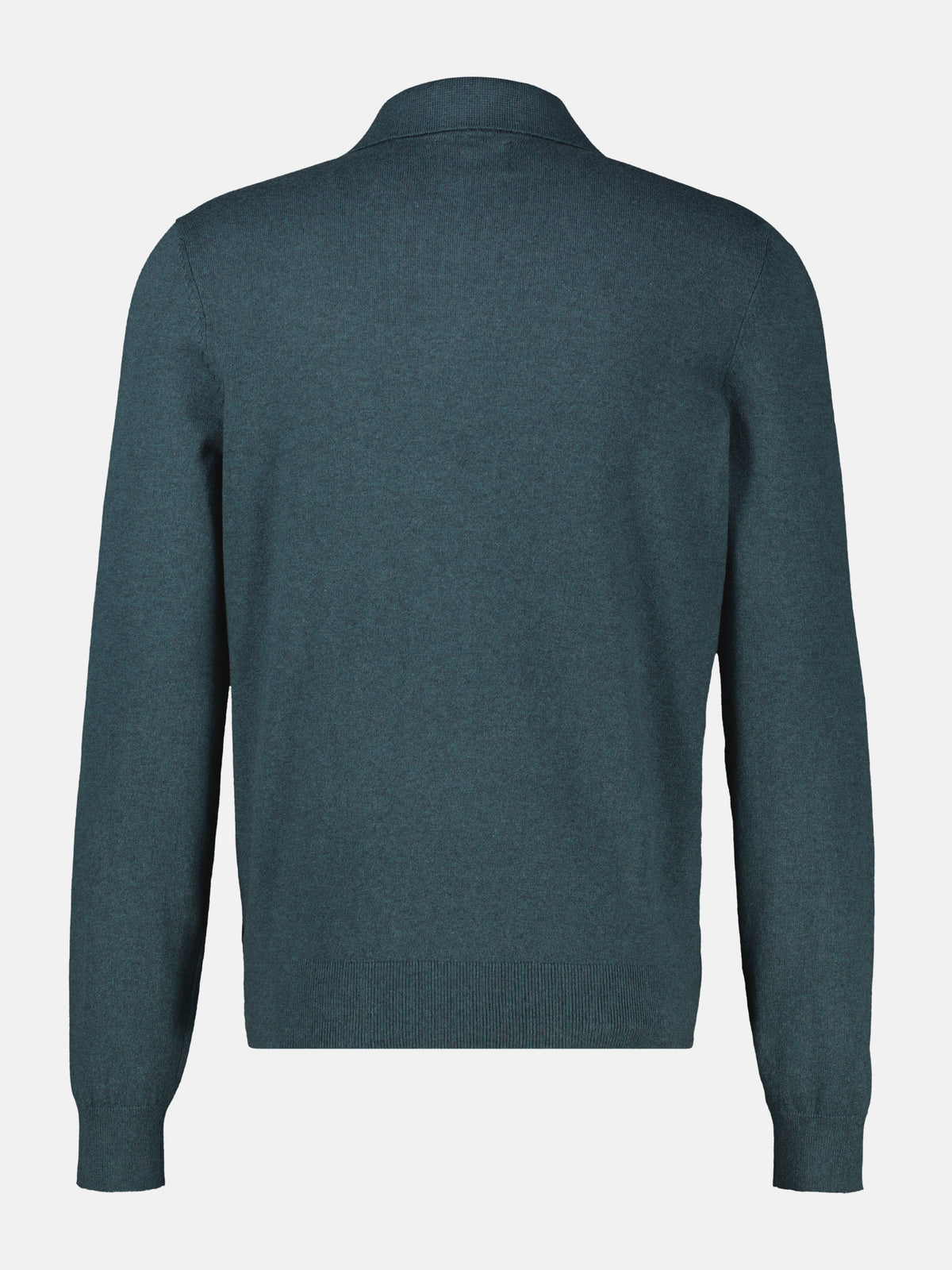 Long-sleeve polo shirt in cotton knit with flexible ribbed cuffs