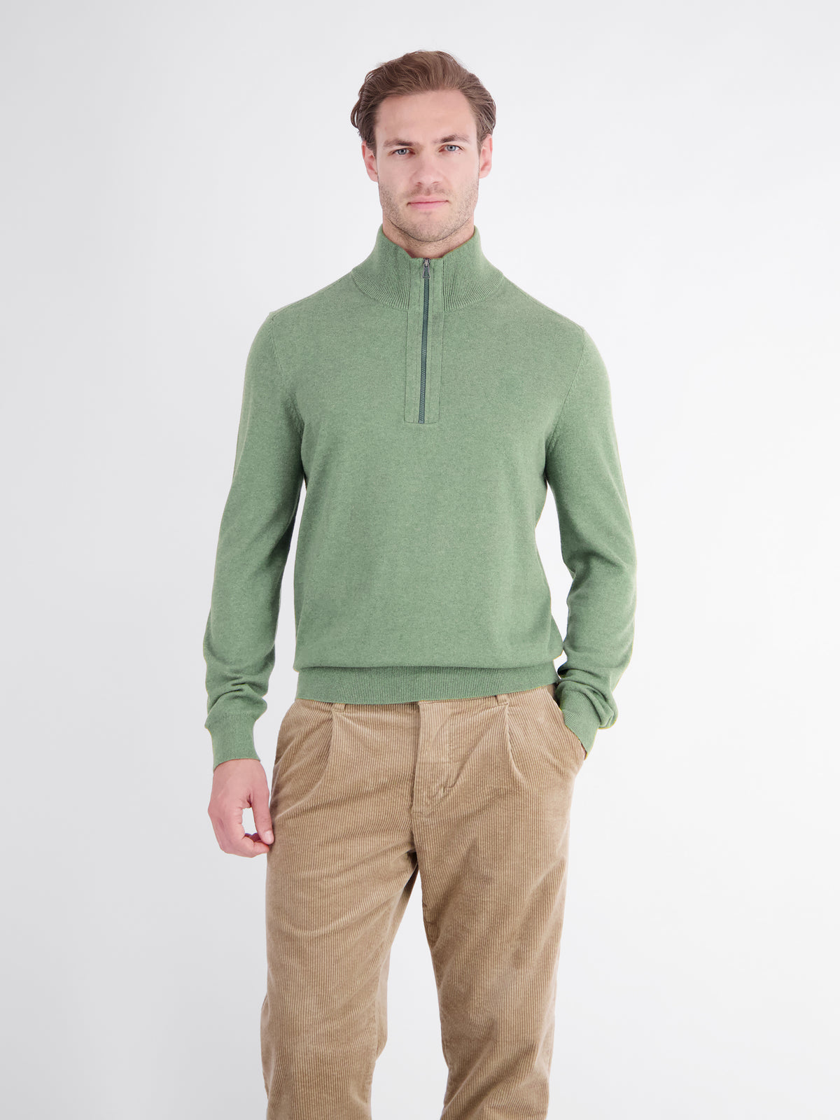 Troyer sweater in a blended fabric with a fine rib structure