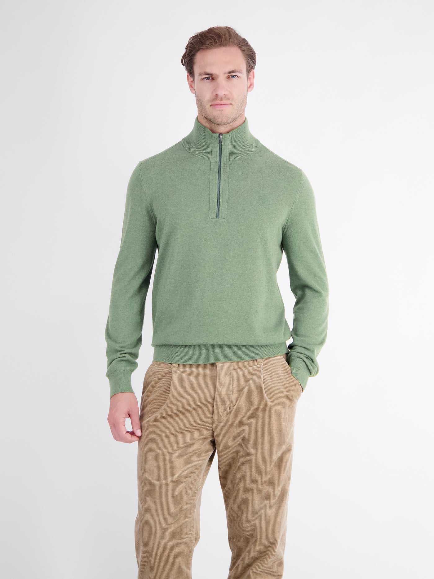 Troyer sweater in a blended fabric with a fine rib structure