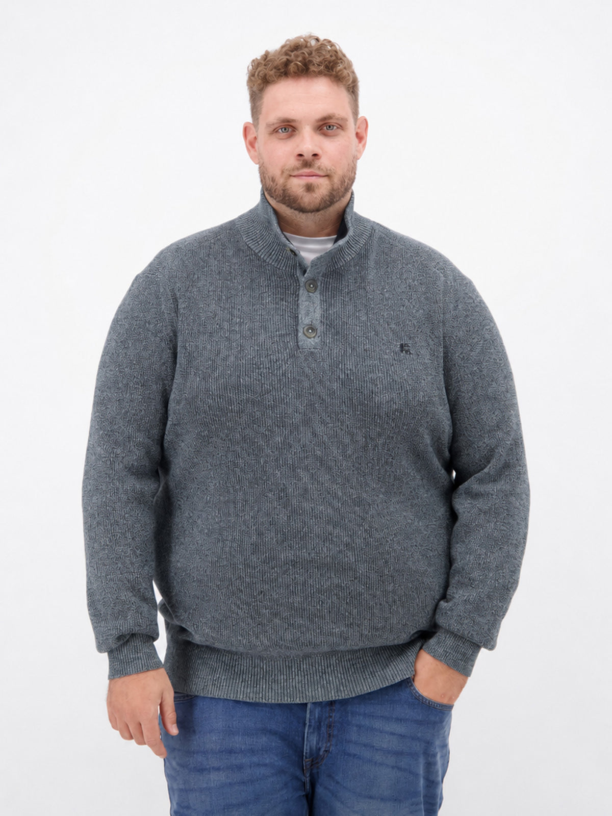 Classic cotton knit Troyer in plus sizes