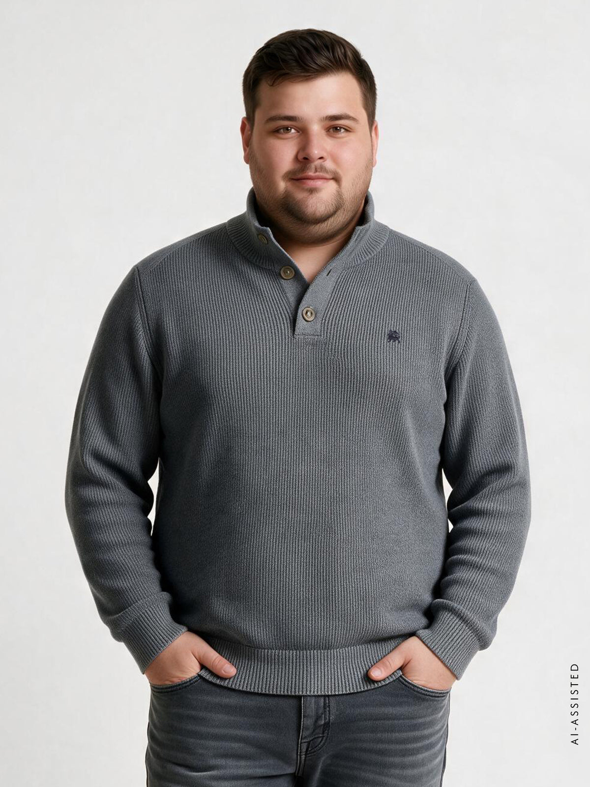 Classic cotton knit Troyer in plus sizes