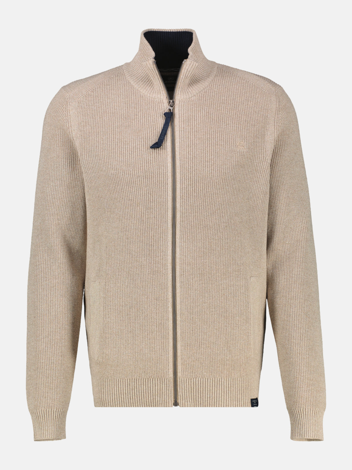 Strickjacke mit Frontreißverschluss und Stehkragen