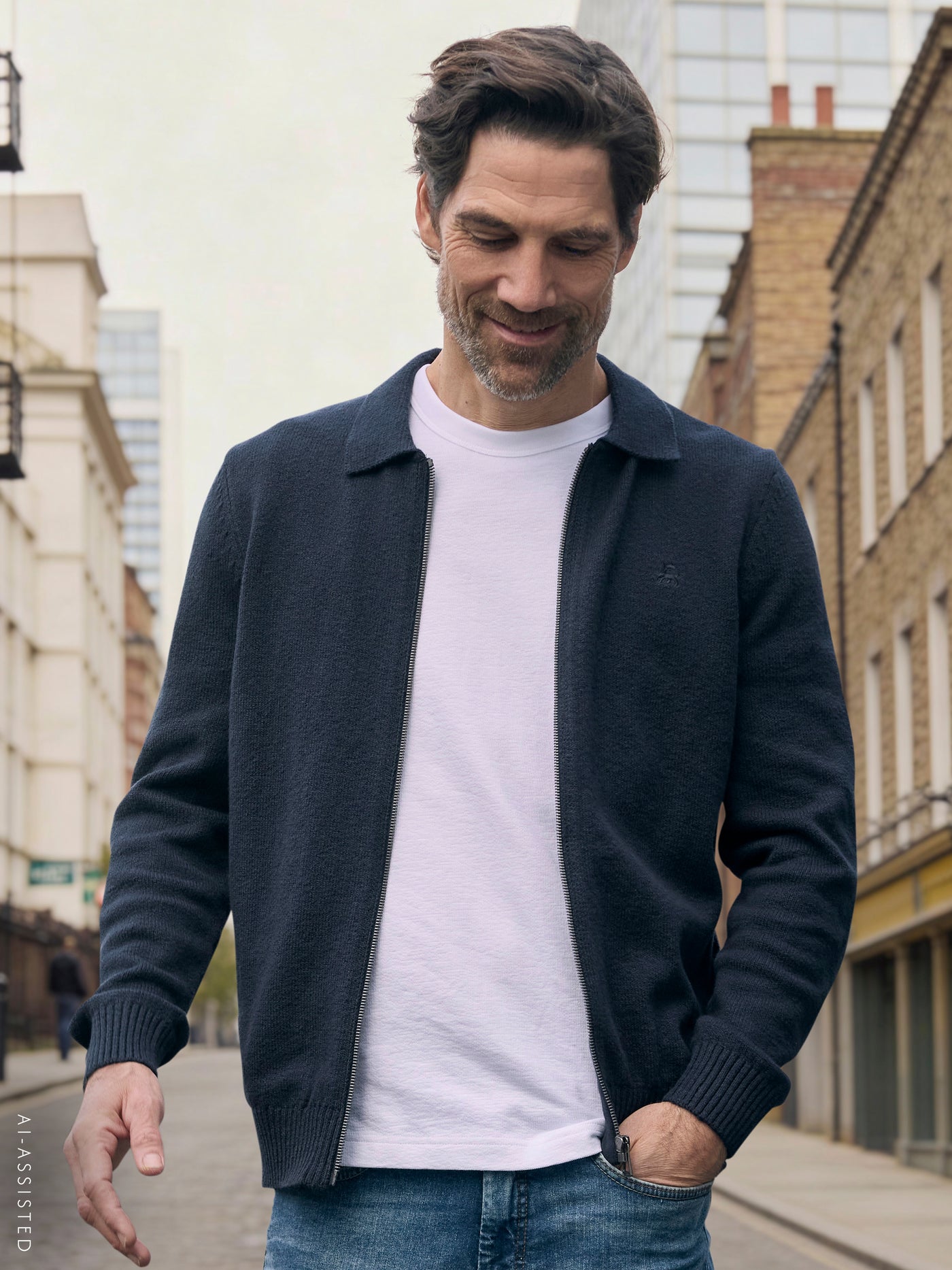 Sportive Strickjacke aus hochwertiger Baumwollqualität