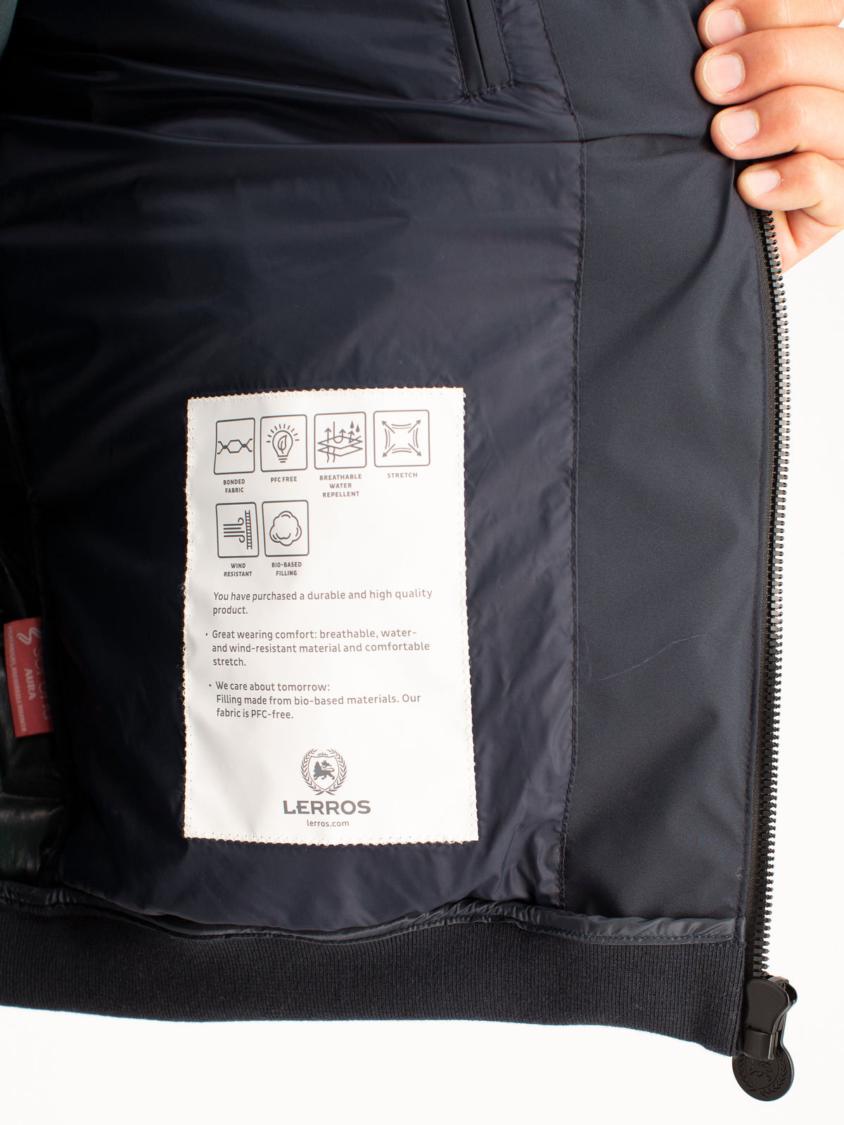 Warm quilted functional jacket with detachable hood