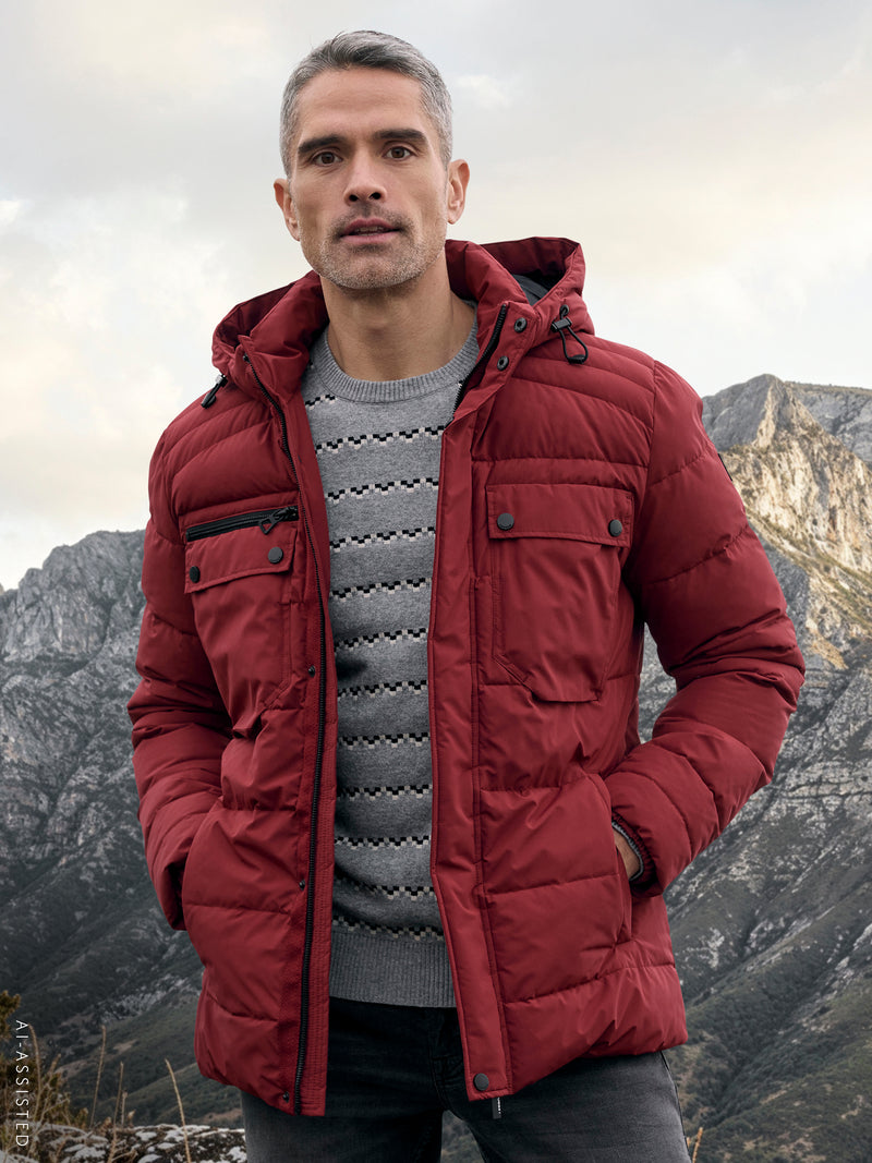 Sophisticated functional jacket, warming and water-repellent