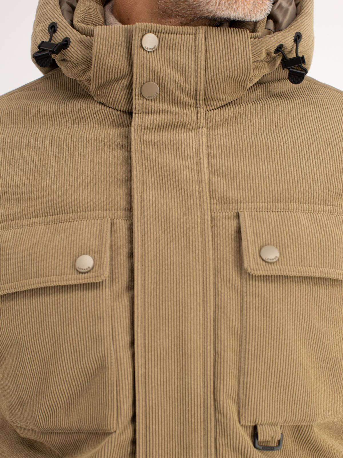 Functional jacket made of wind and water-repellent corduroy fabric