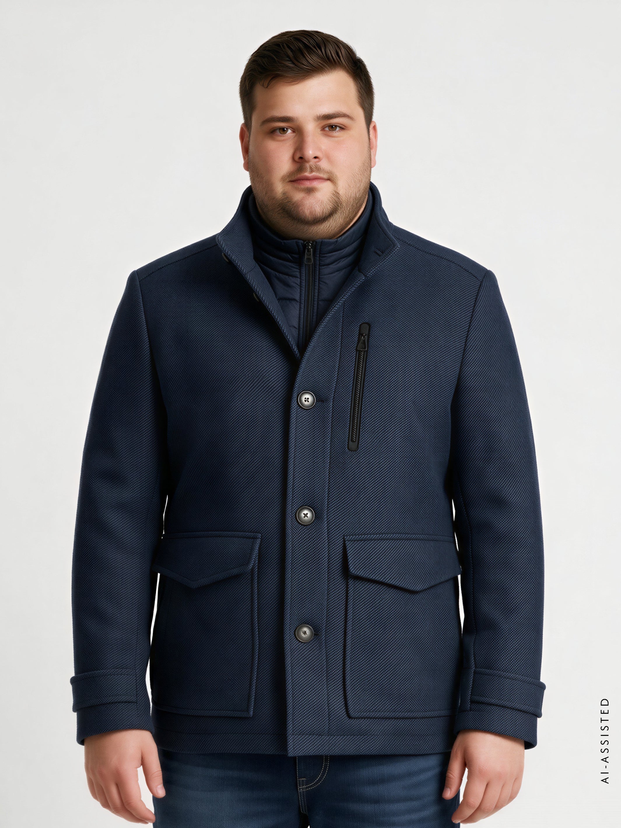 Casual 2-in-1 wool blend coat in plus sizes