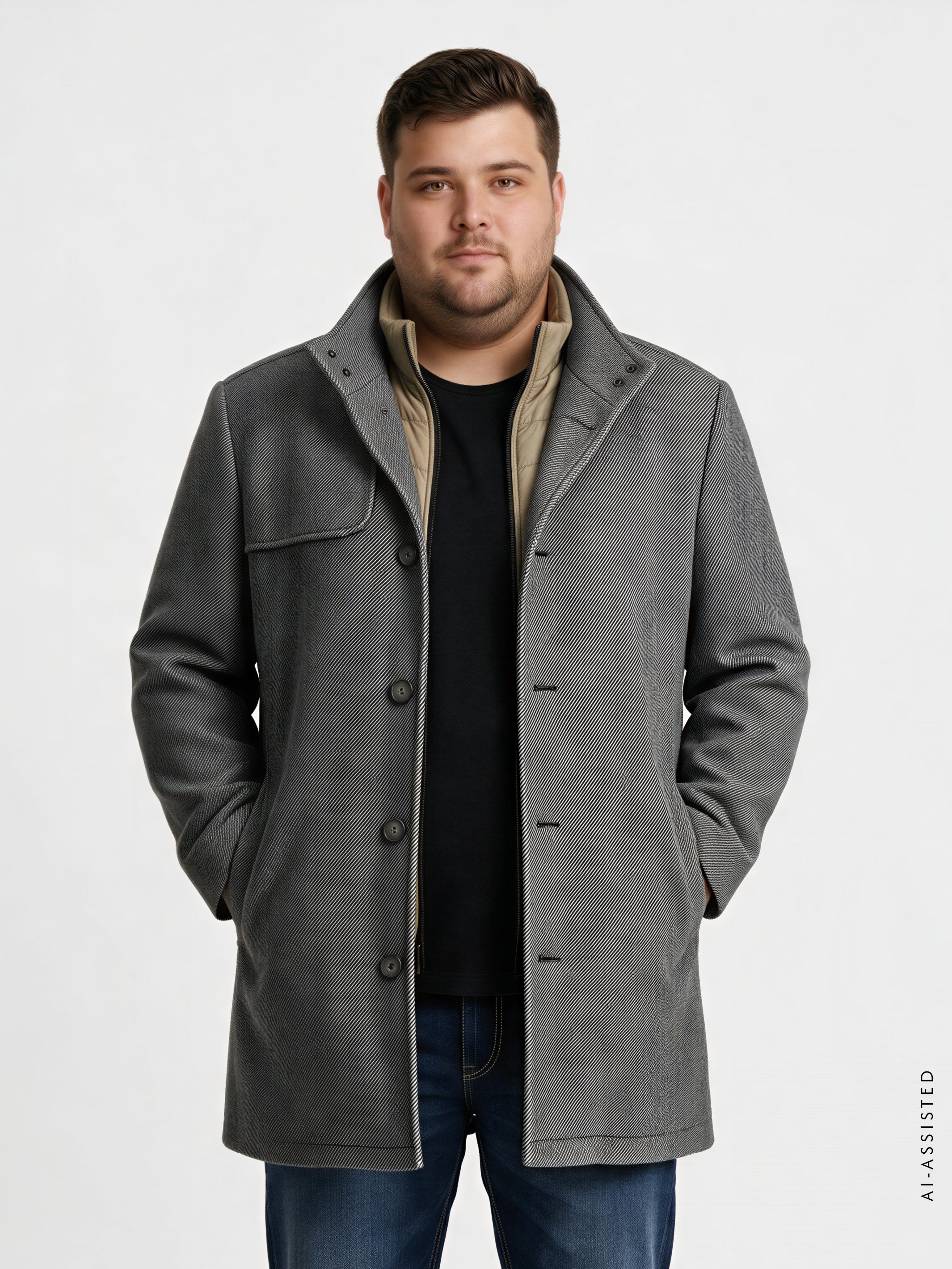 Coat with removable vest, plus sizes