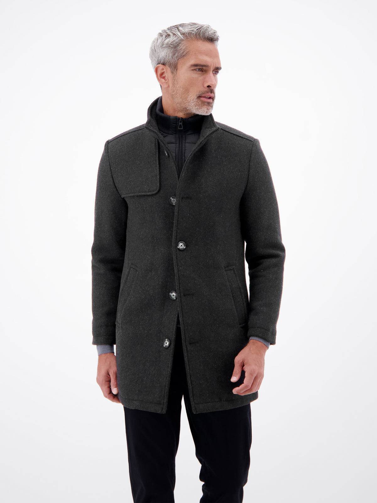 Eleganter, wärmender Mantel mit heraustrennbarer Weste