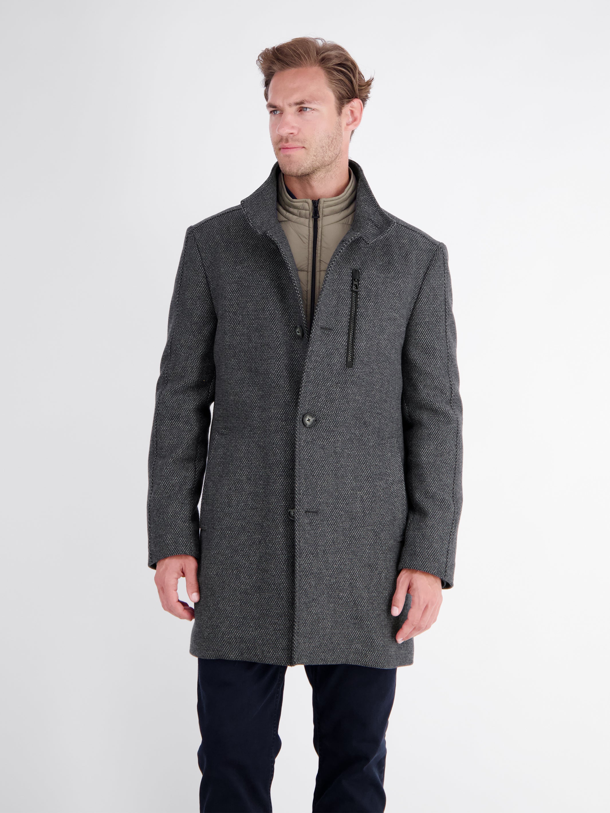 Sportieve mantel van wolmix met uitneembaar gilet