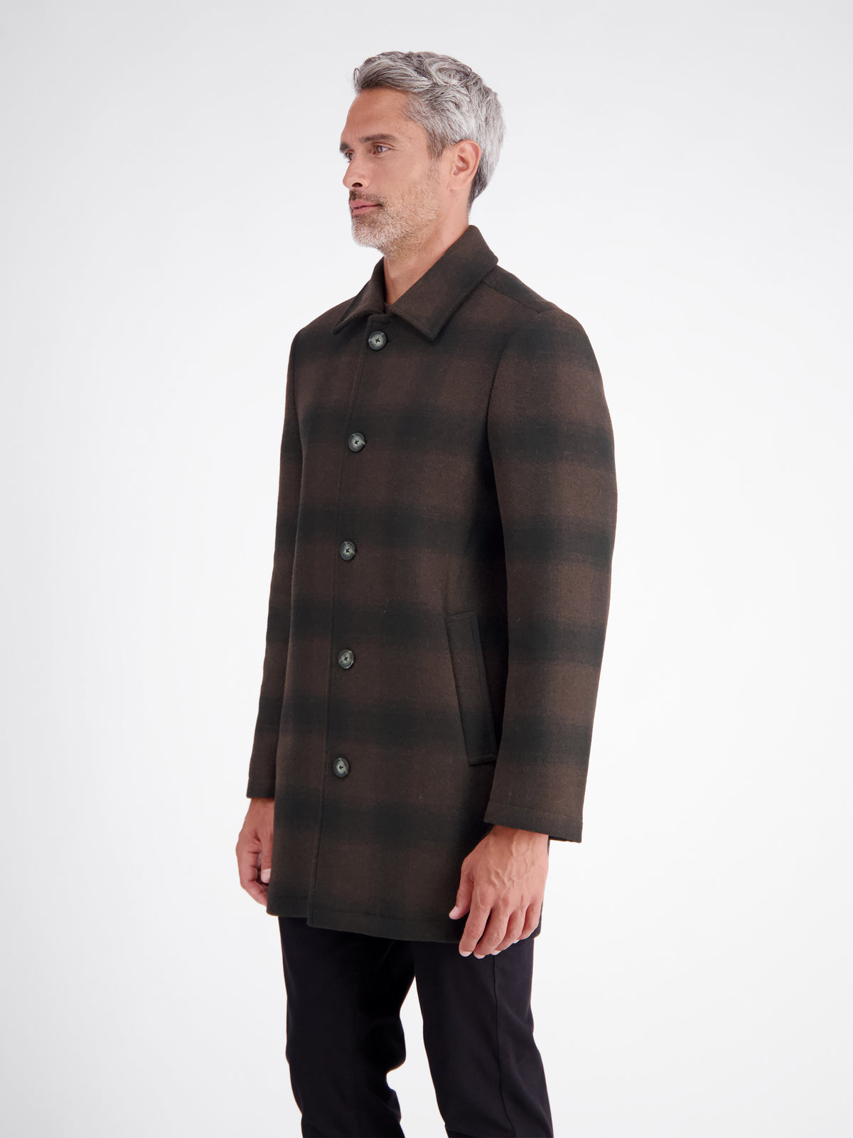Men's checked blended coat with a revere collar