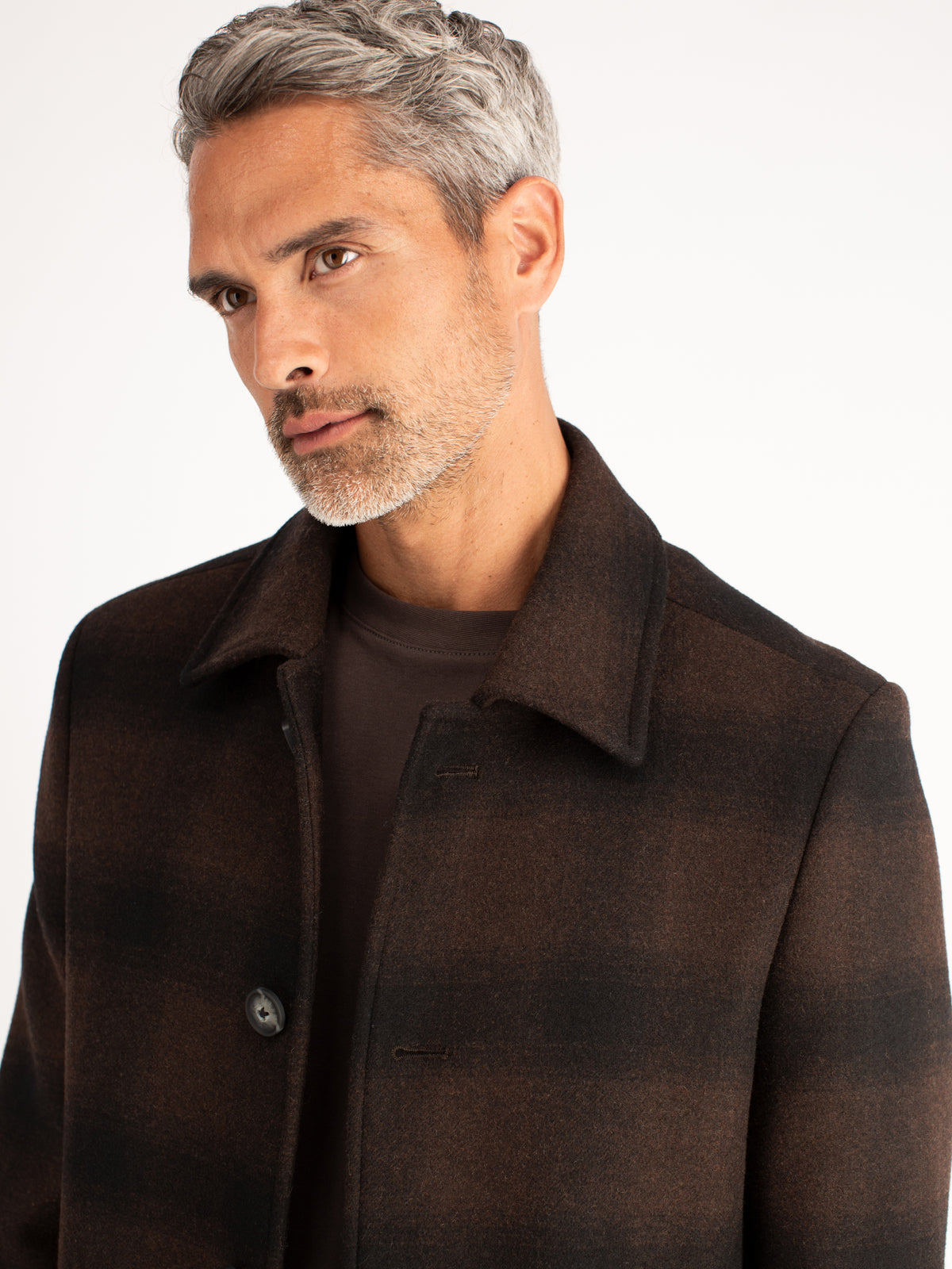 Men's checked blended coat with a revere collar