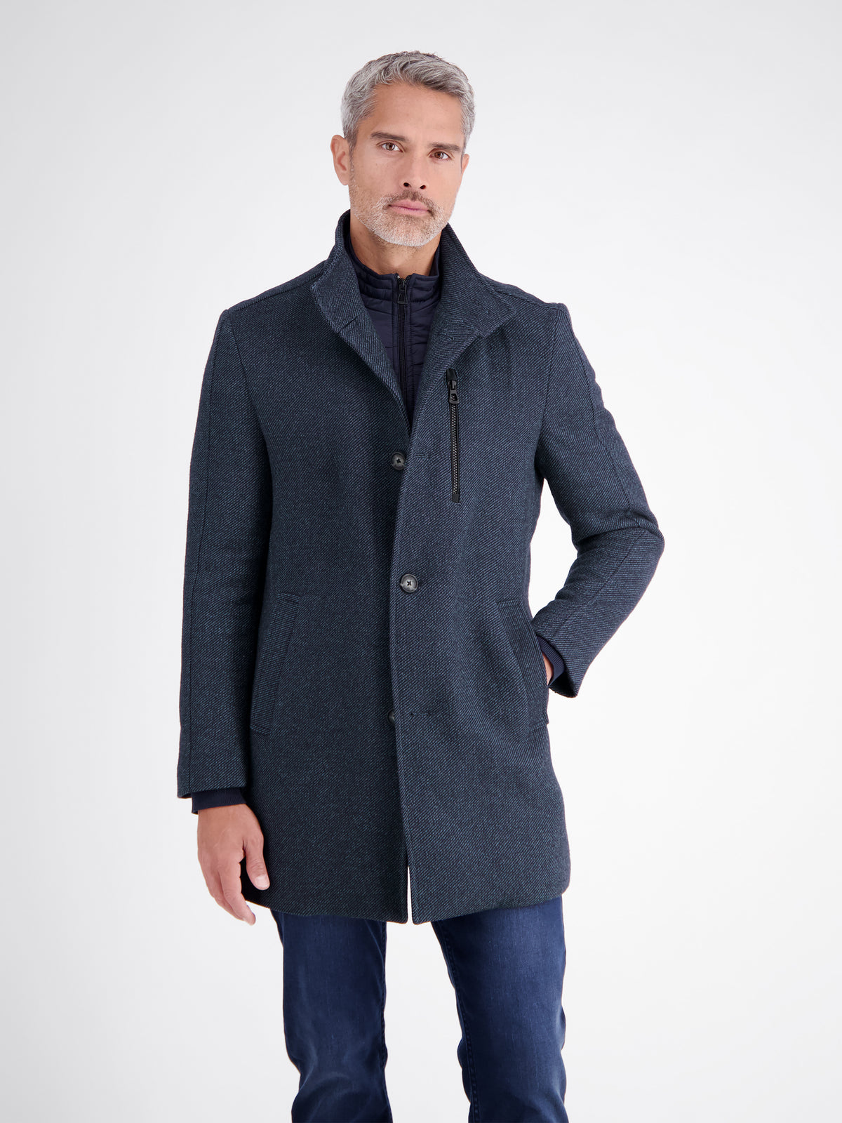 Casual 2-in-1 jas van wolmix in korte maat