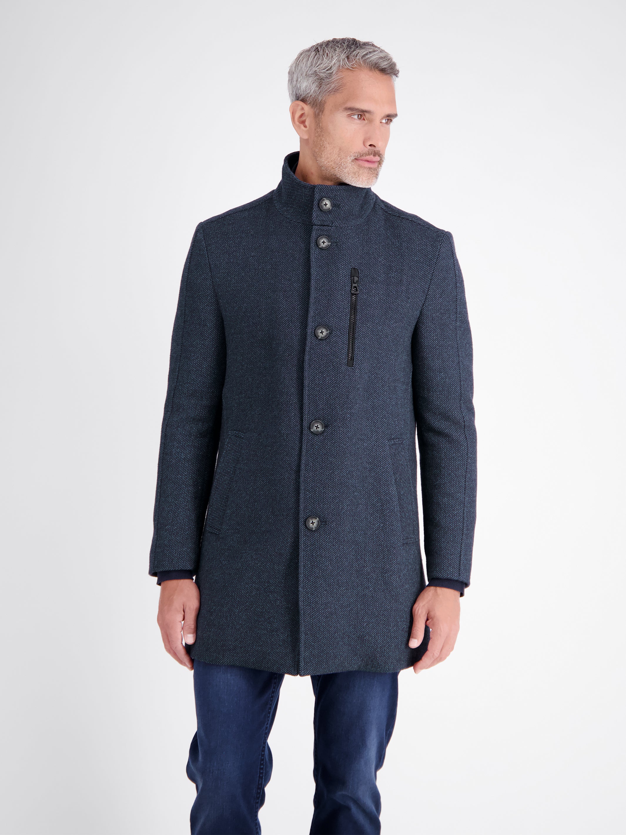 Casual 2-in-1 jas van wolmix in korte maat