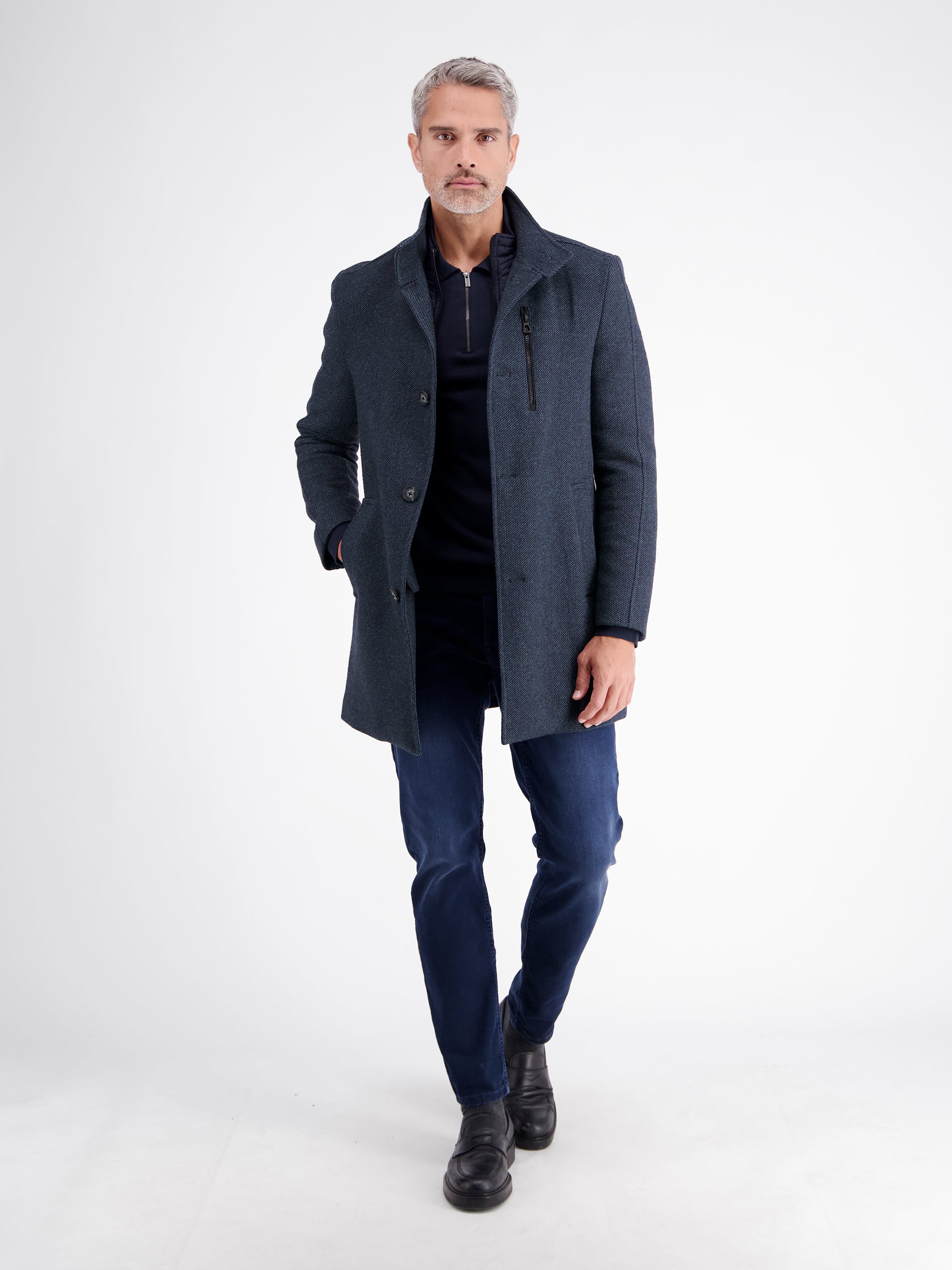 Casual 2-in-1 jas van wolmix in korte maat