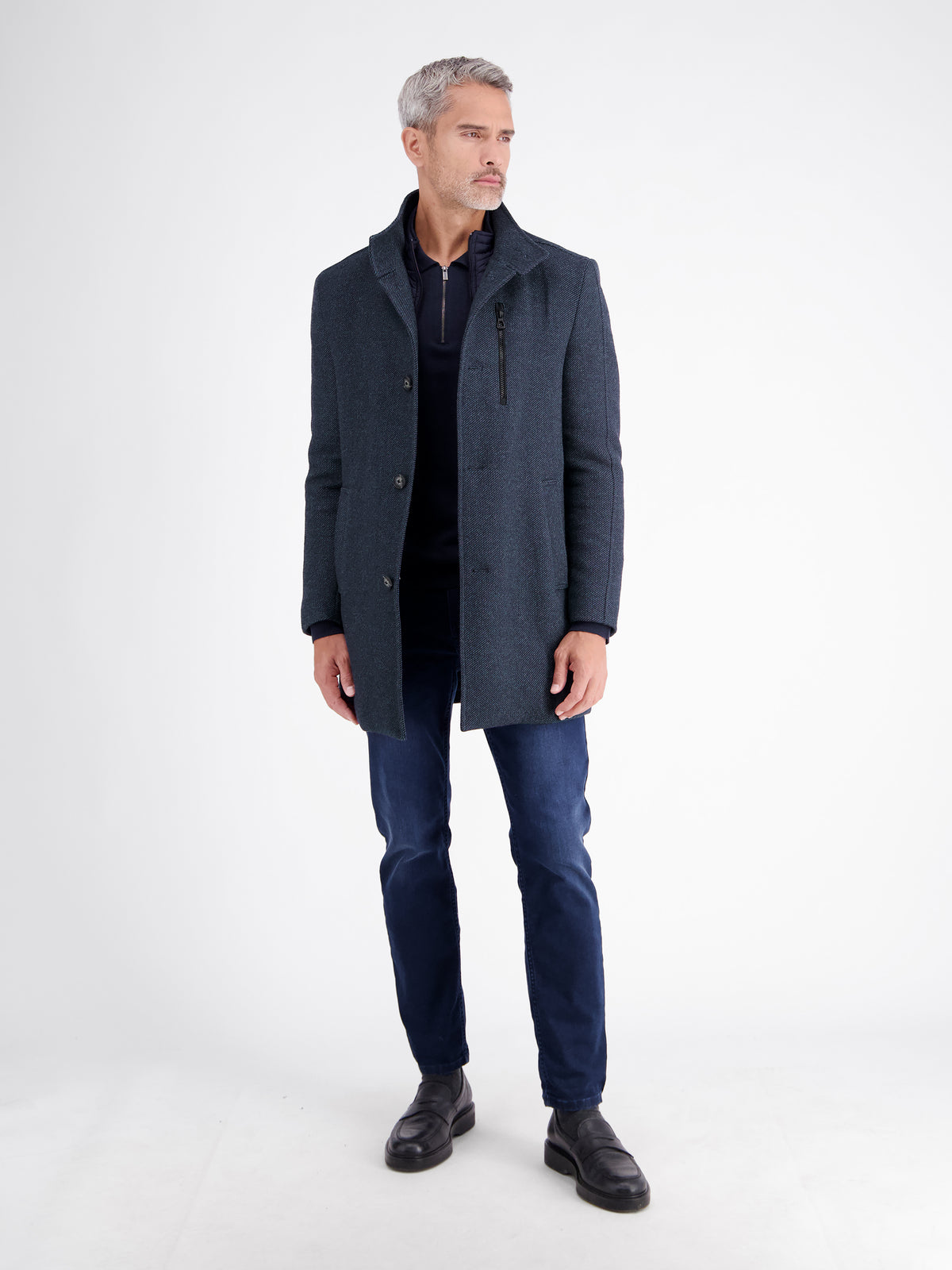 Casual 2-in-1 jas van wolmix in korte maat