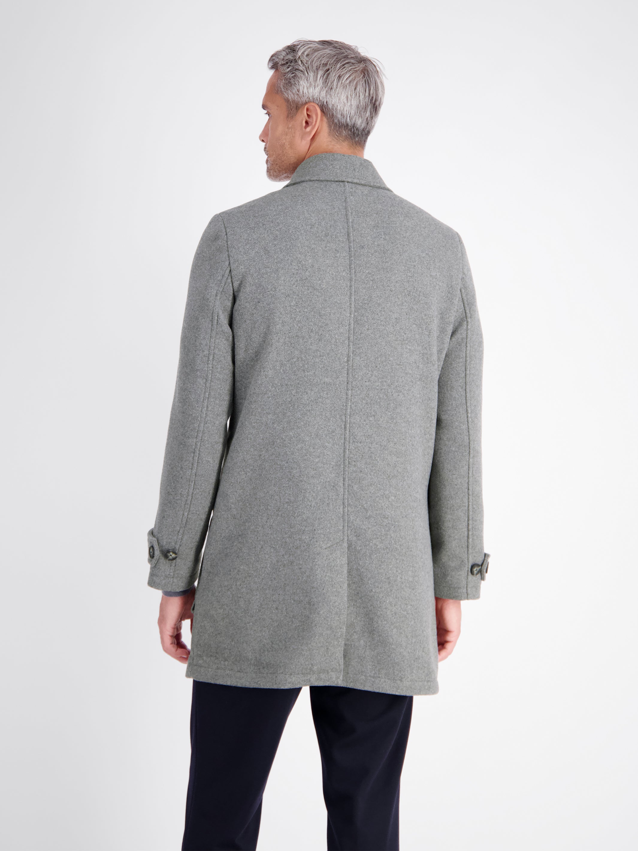 Casual wool-blend coat with lapel collar