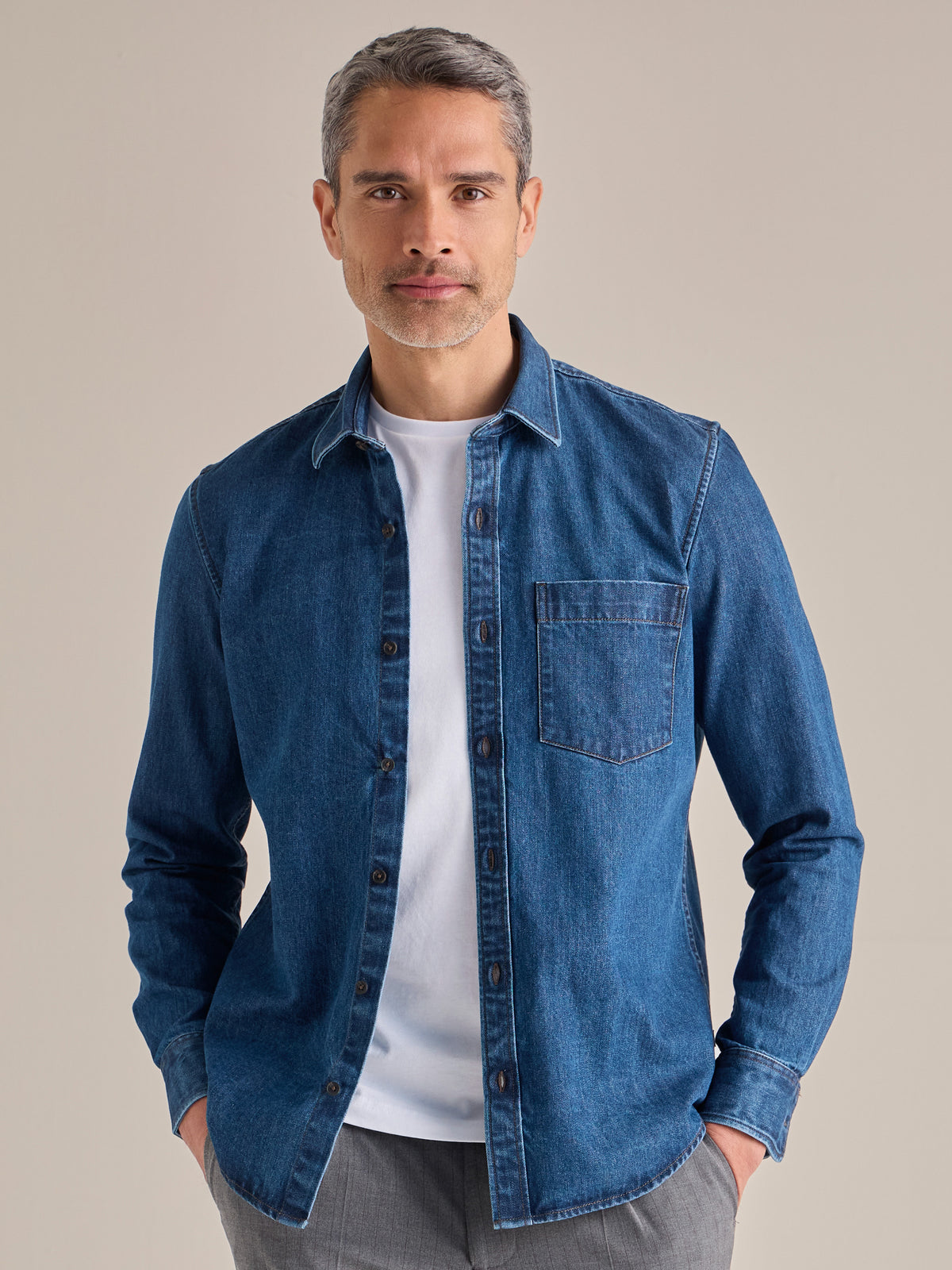 Mooi denim overhemd voor heren met een casual jeanslook