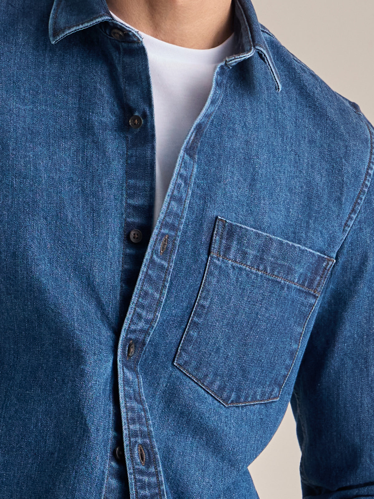 Mooi denim overhemd voor heren met een casual jeanslook
