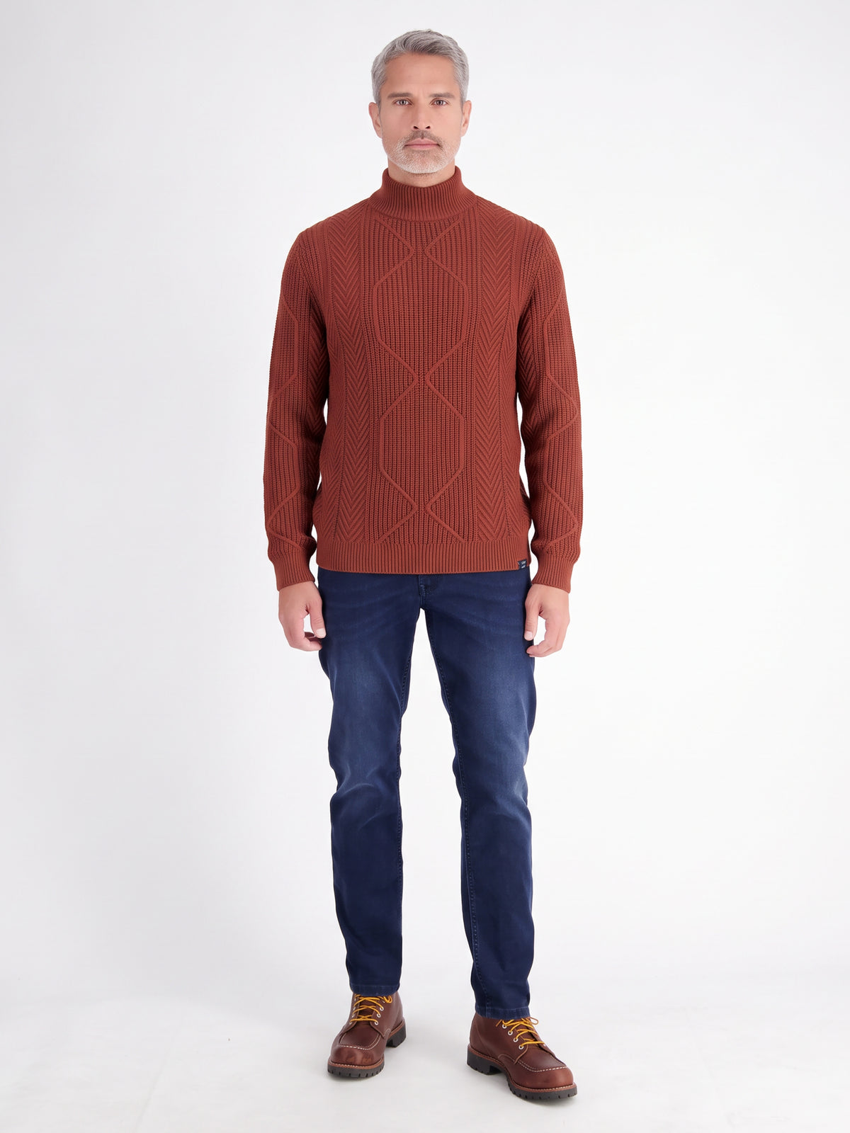 Knitted turtleneck sweater in soft cotton blend