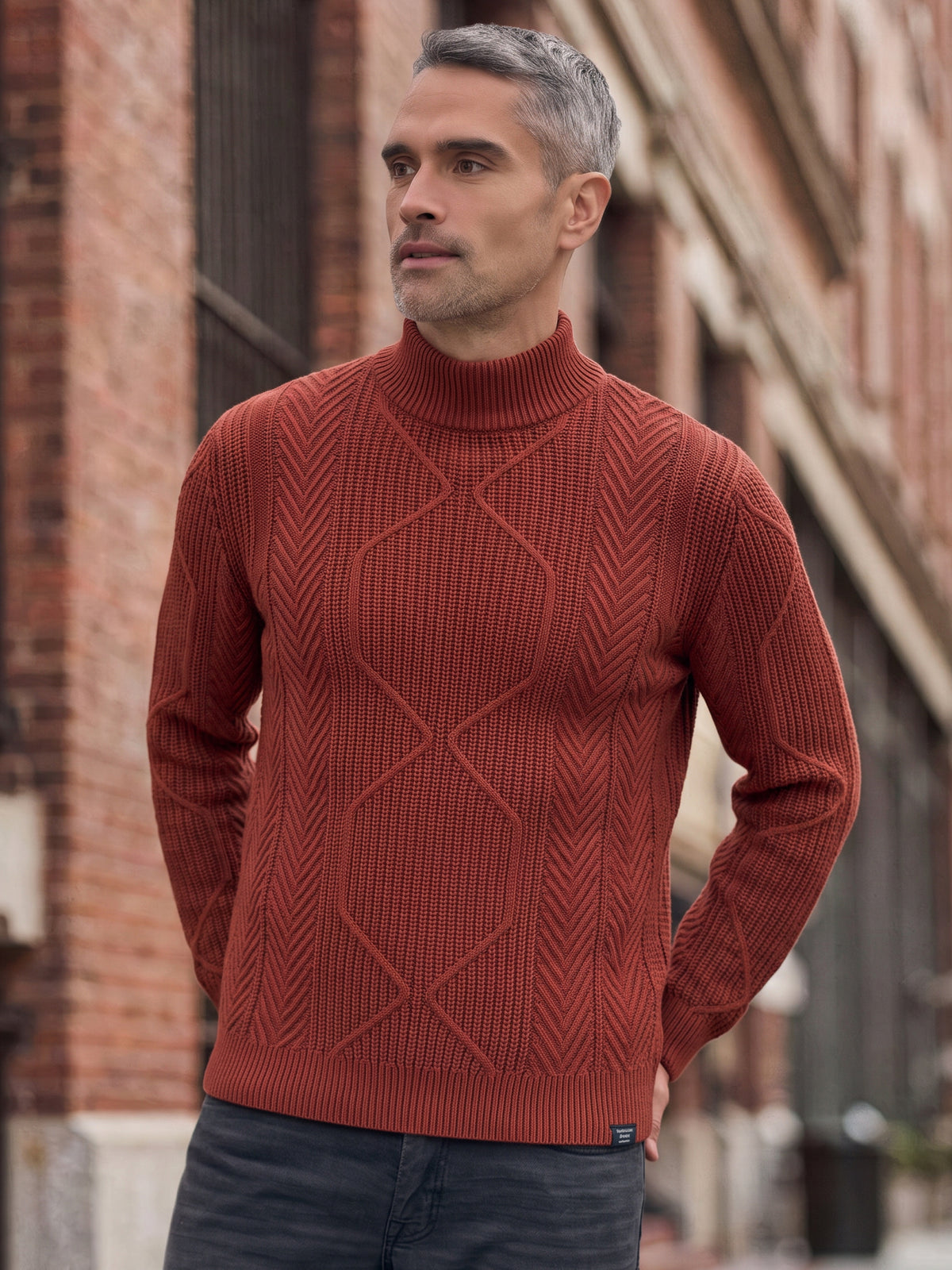 Strickpullover mit Turtleneck aus sanftem Baumwollmix - Rollkragenpullover