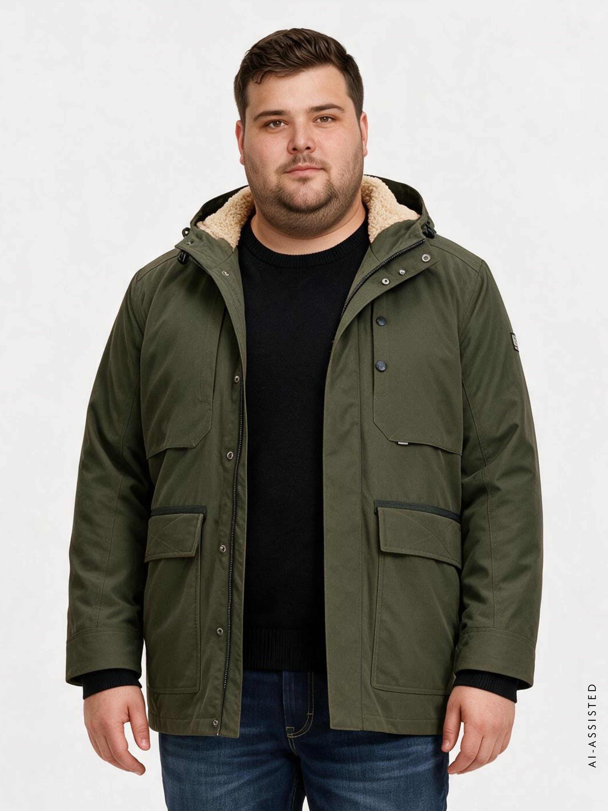 Jacke im Parka-Stil, wind- und wasserabweisend, große Größen