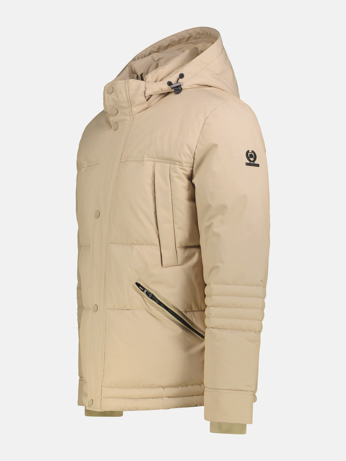 Sportive Steppjacke mit Wattierung und abnehmbarer Kapuze