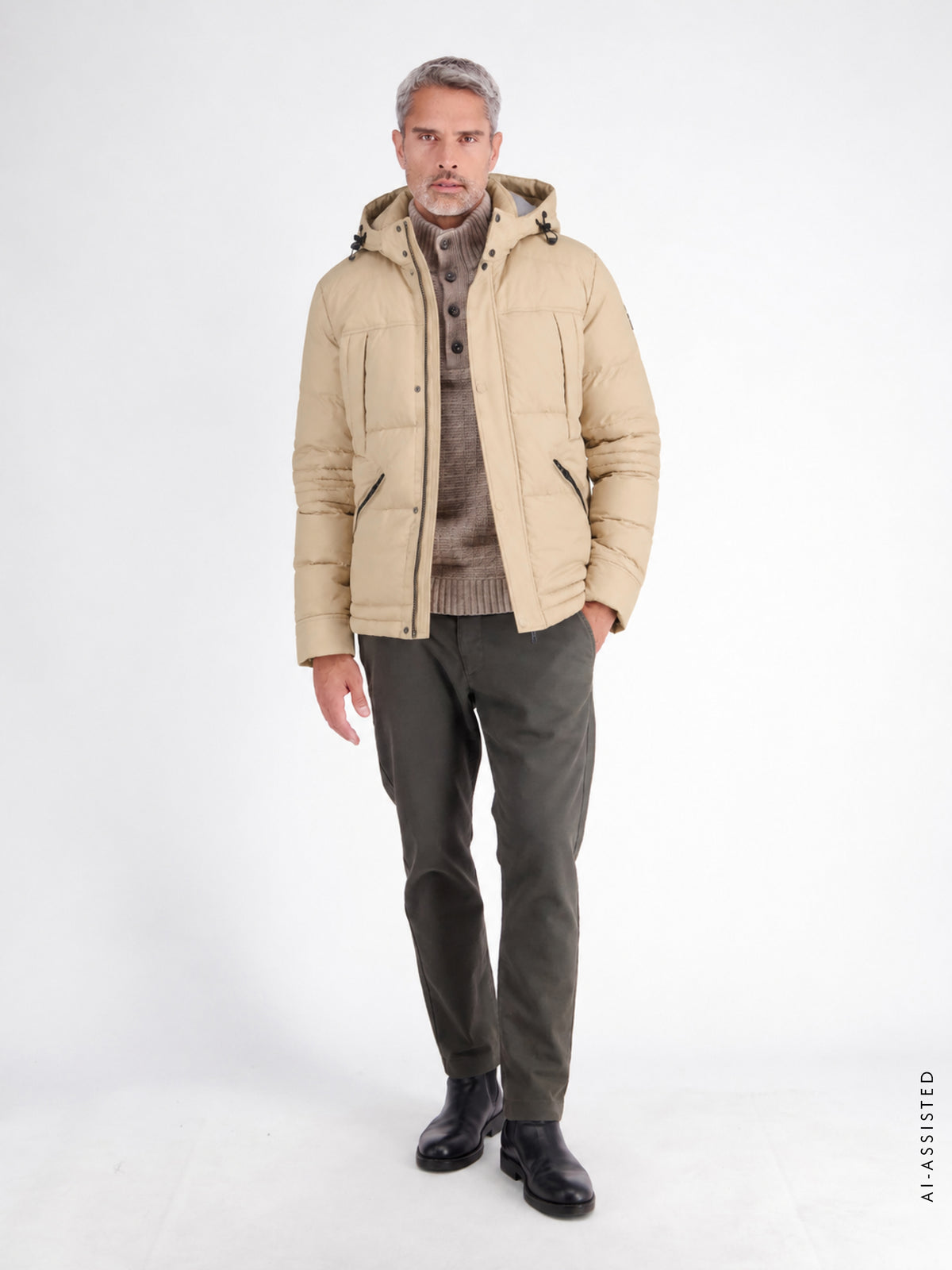 Sportive Steppjacke mit Wattierung und abnehmbarer Kapuze
