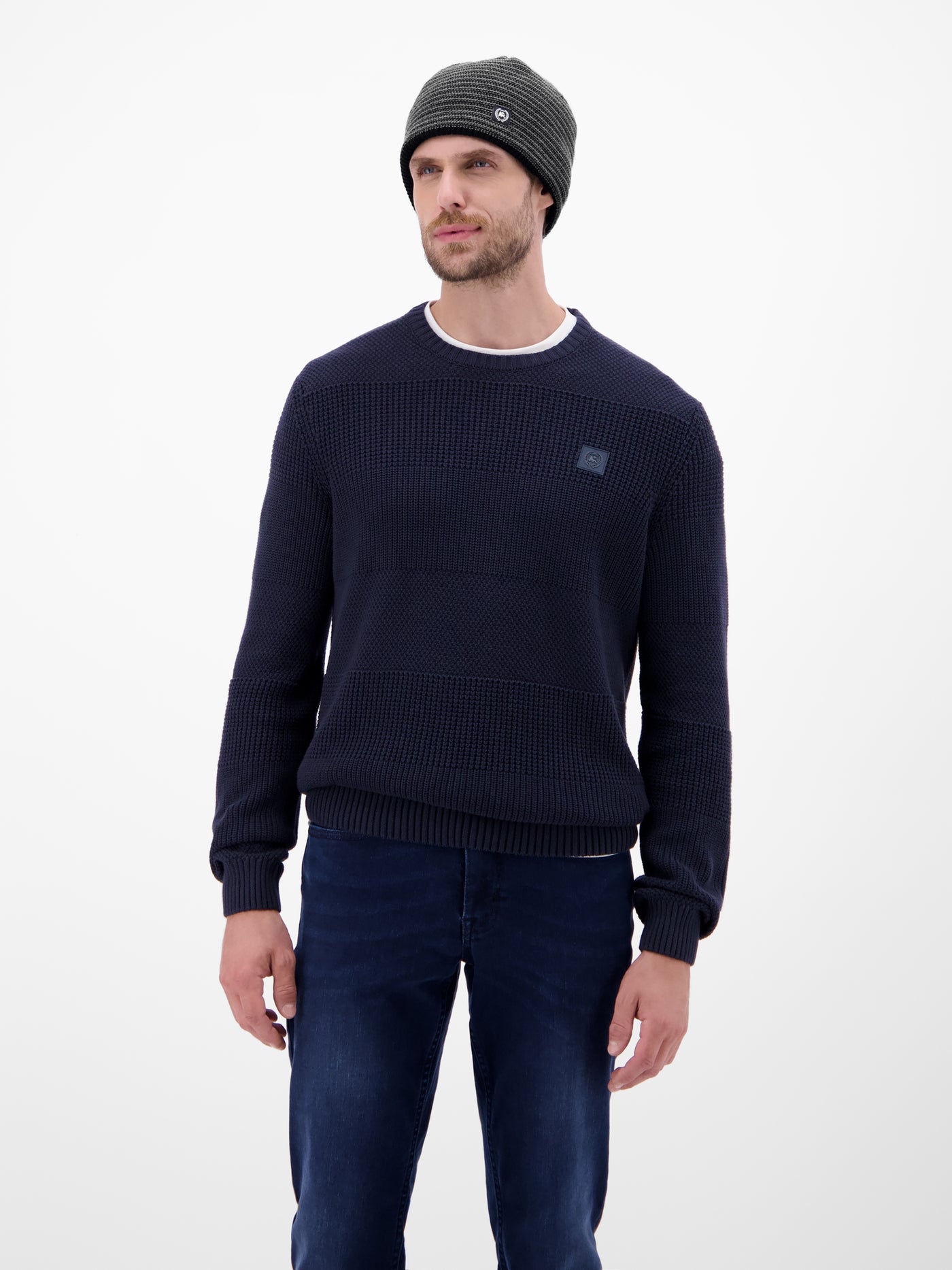 Teddy-gefütterte Strickmütze, gestreift - LERROS