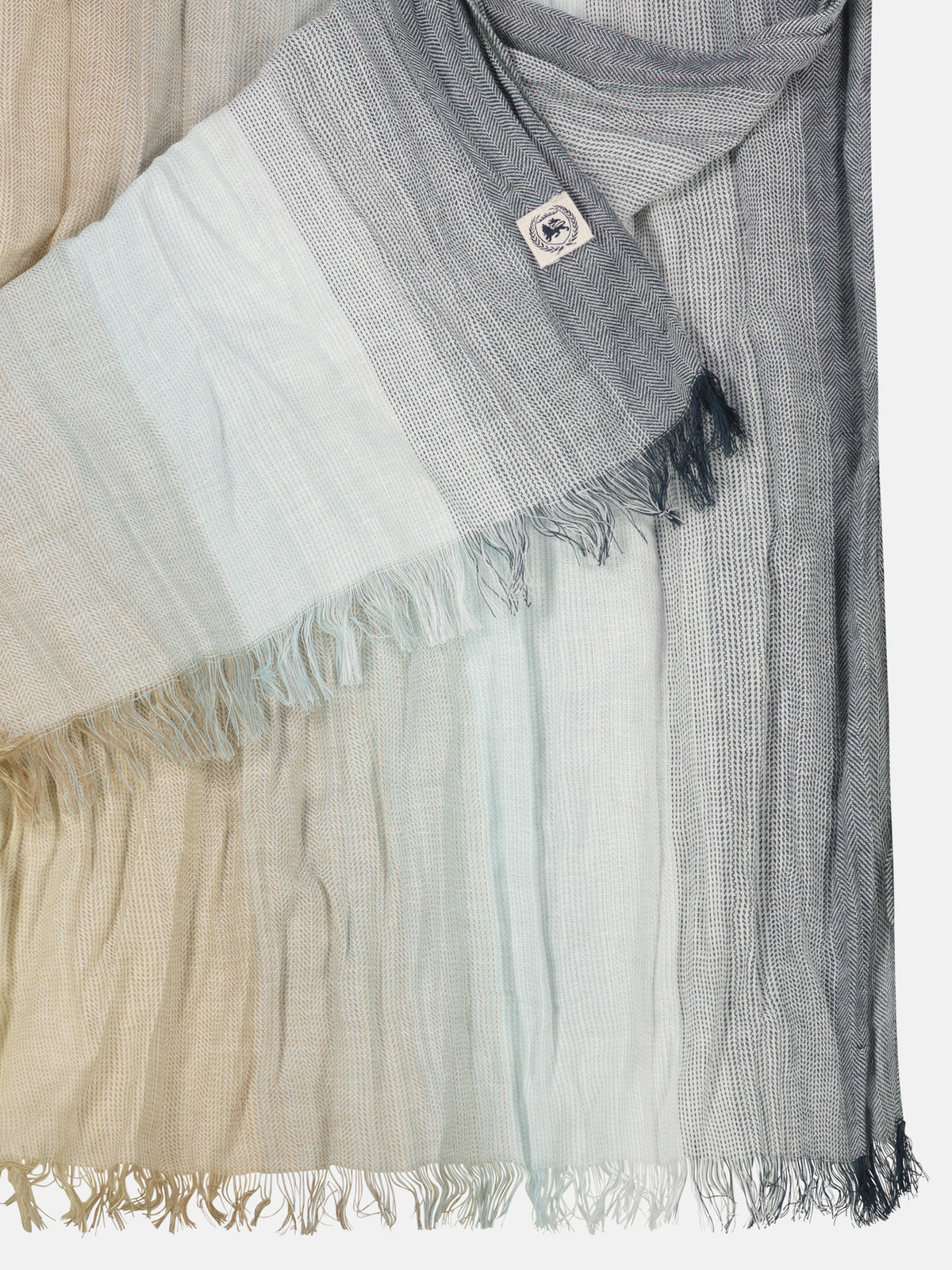 Casual cotton web scarf with lengthwise stripes