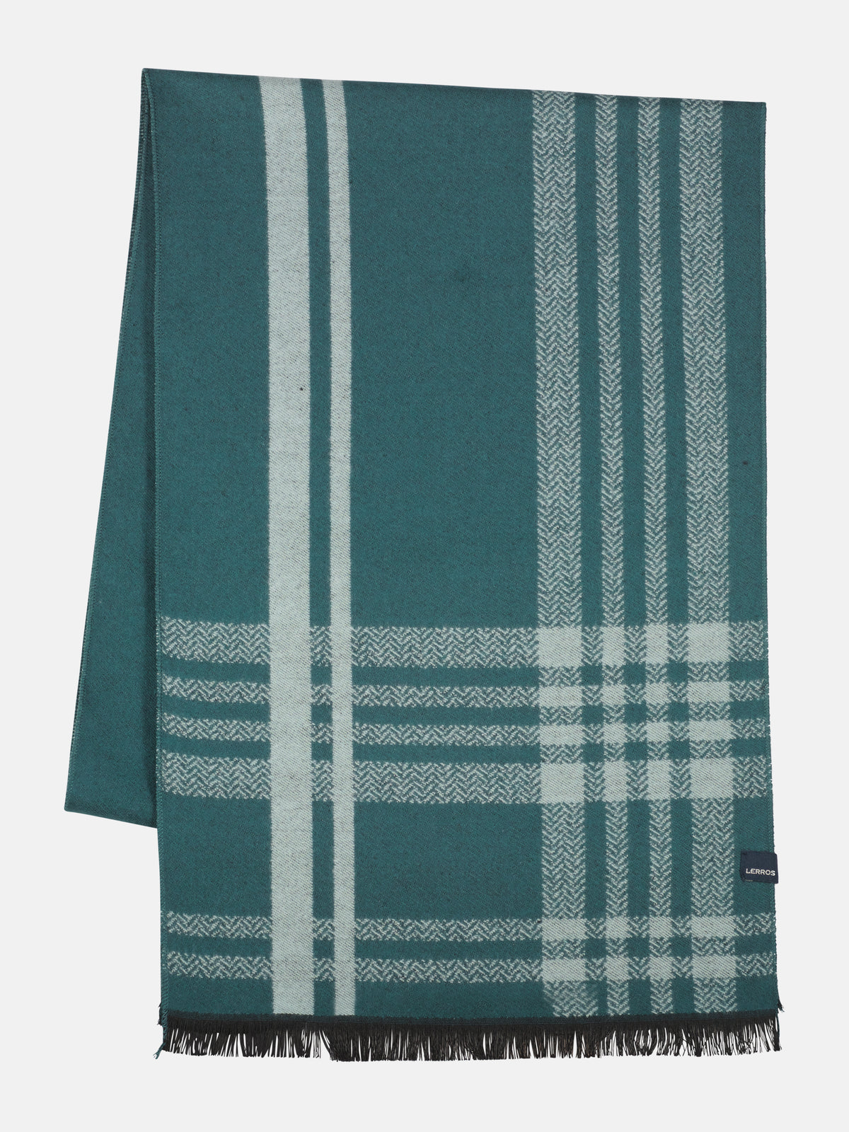 Woven, warming scarf with a check pattern