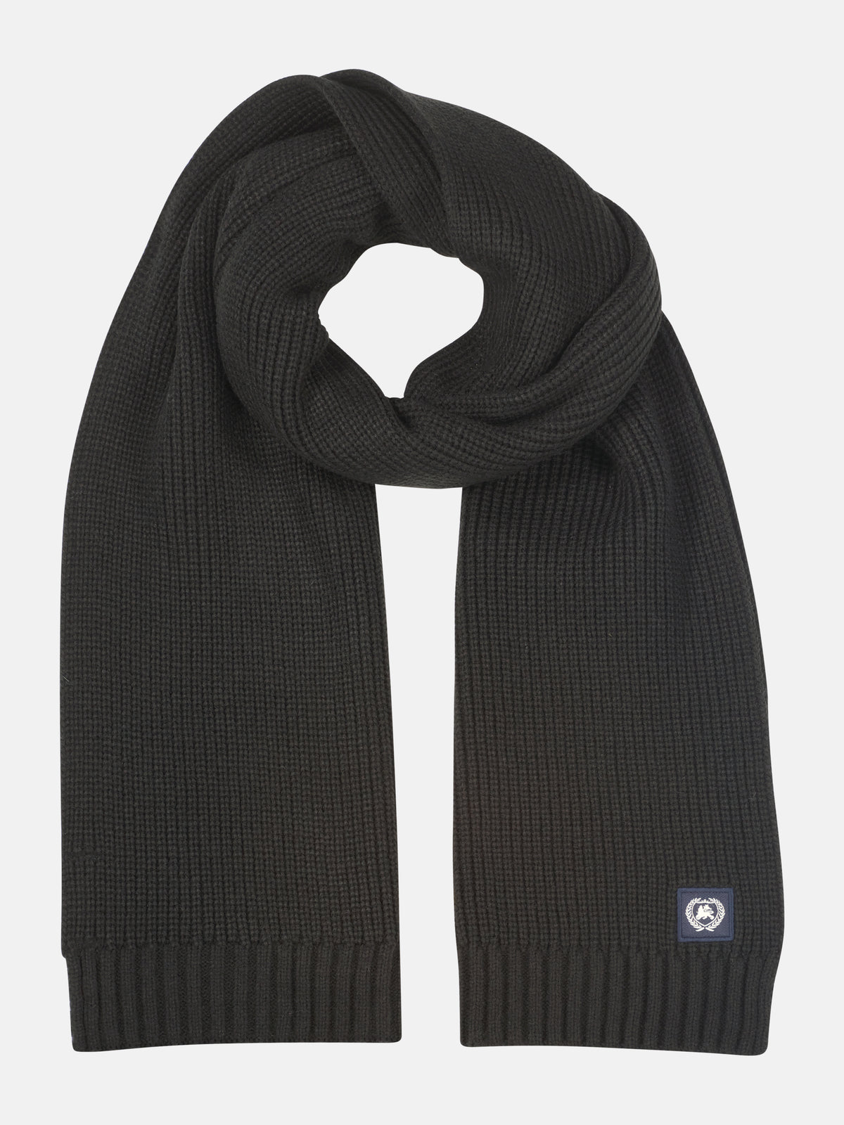 Warm knitted scarf made from flexible, soft fabric