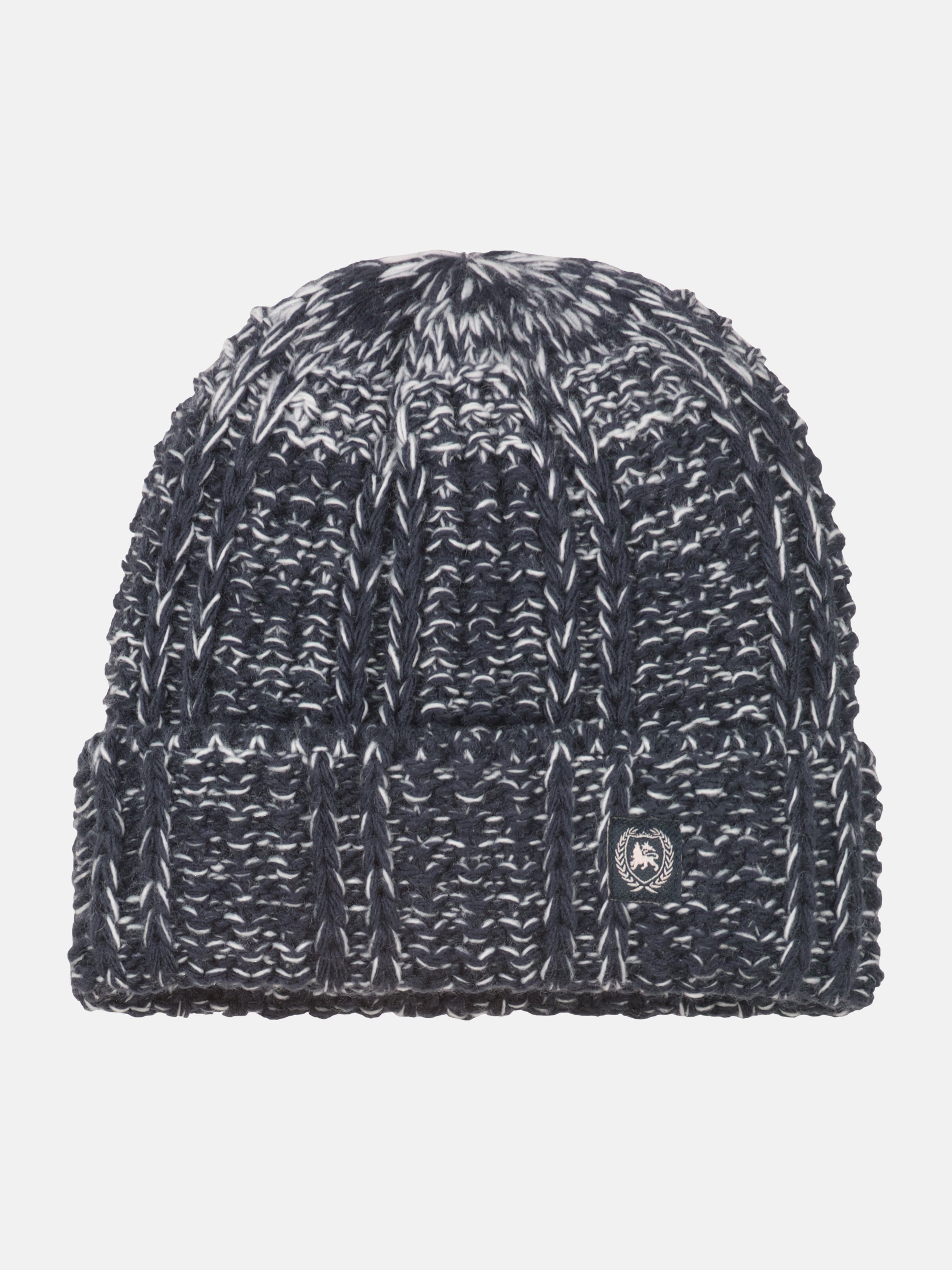 Dimensionally stable, warming knit hat in wool-look