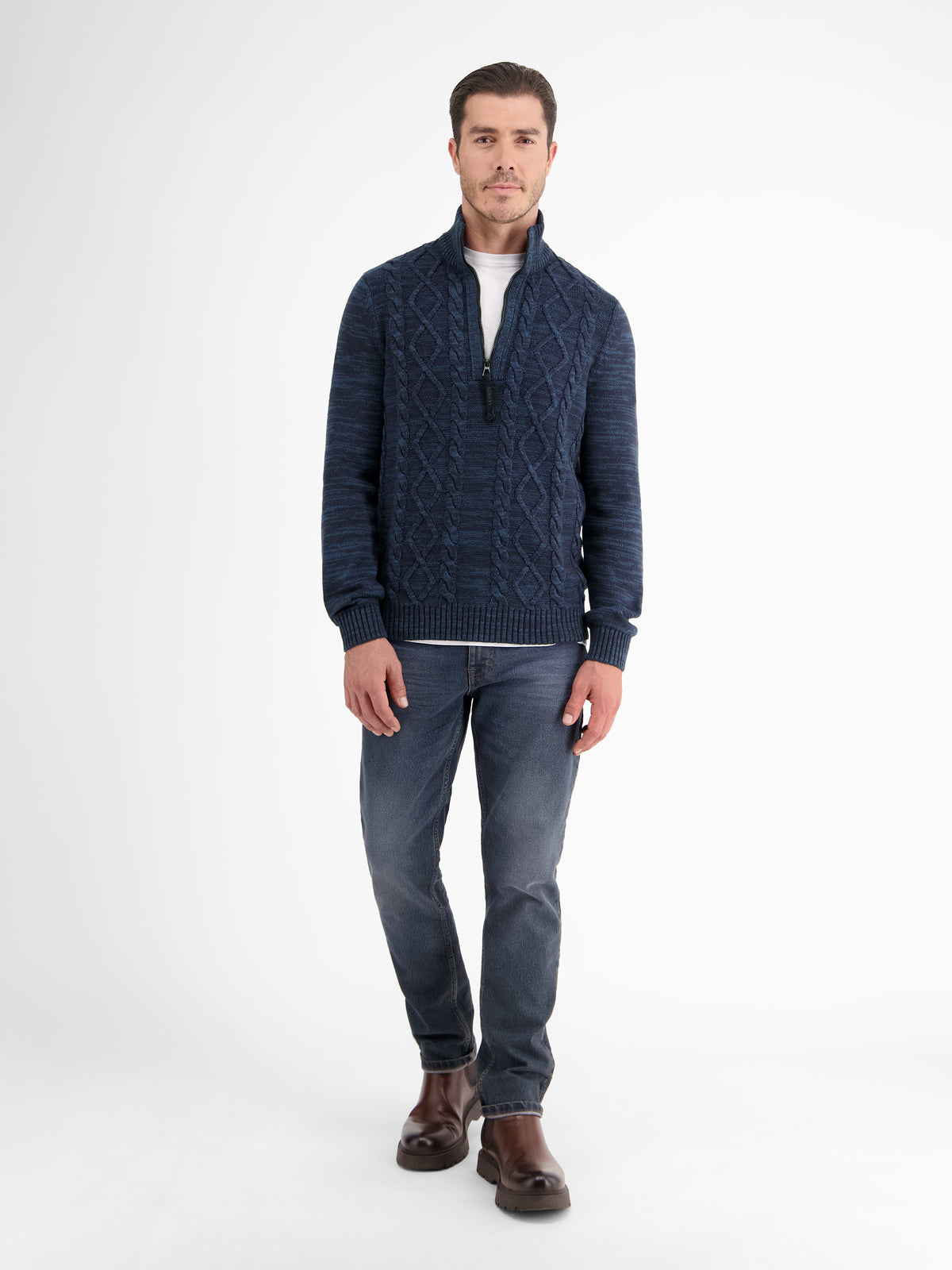 Herren Stricktroyer mit Zopfmuster - Strick Troyer