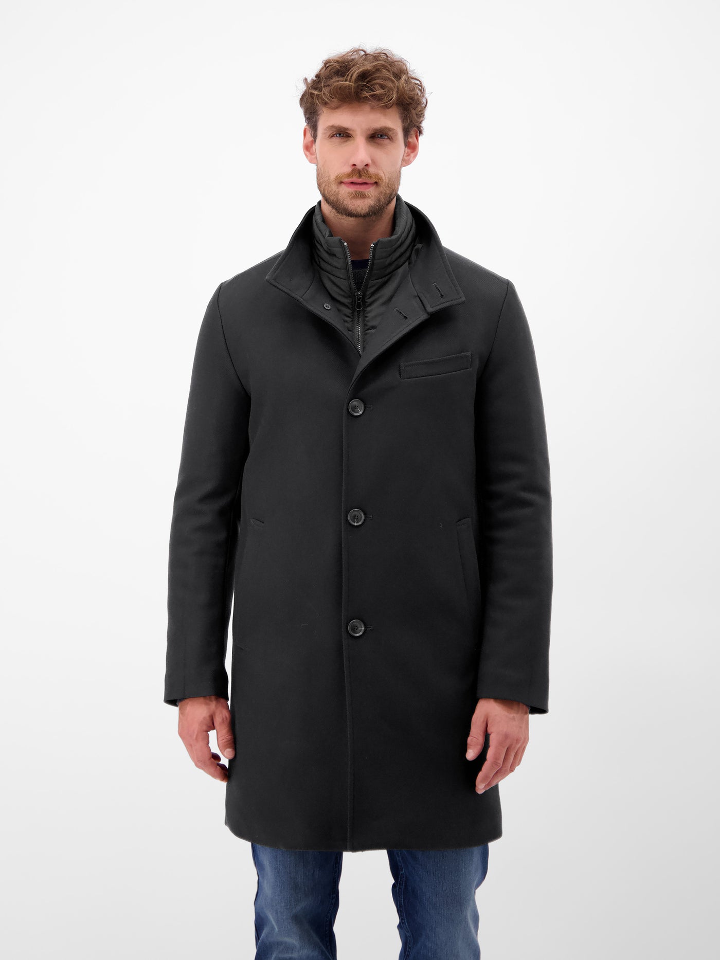 Herren-Wollmantel mit herausnehmbaren Westeneinsatz – LERROS