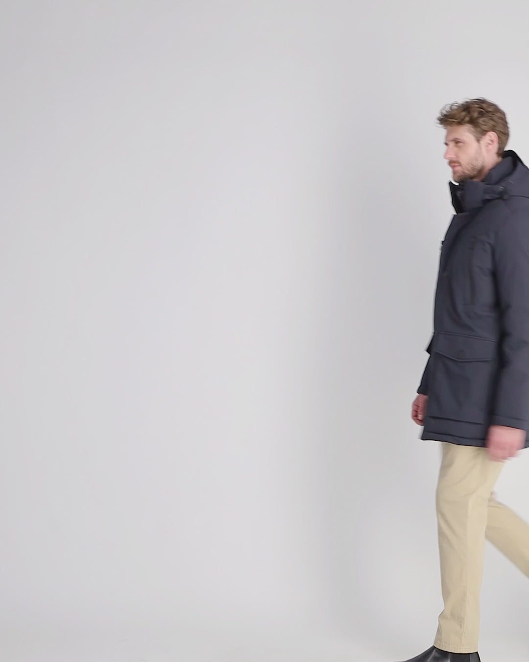 Men's parka in twill structure