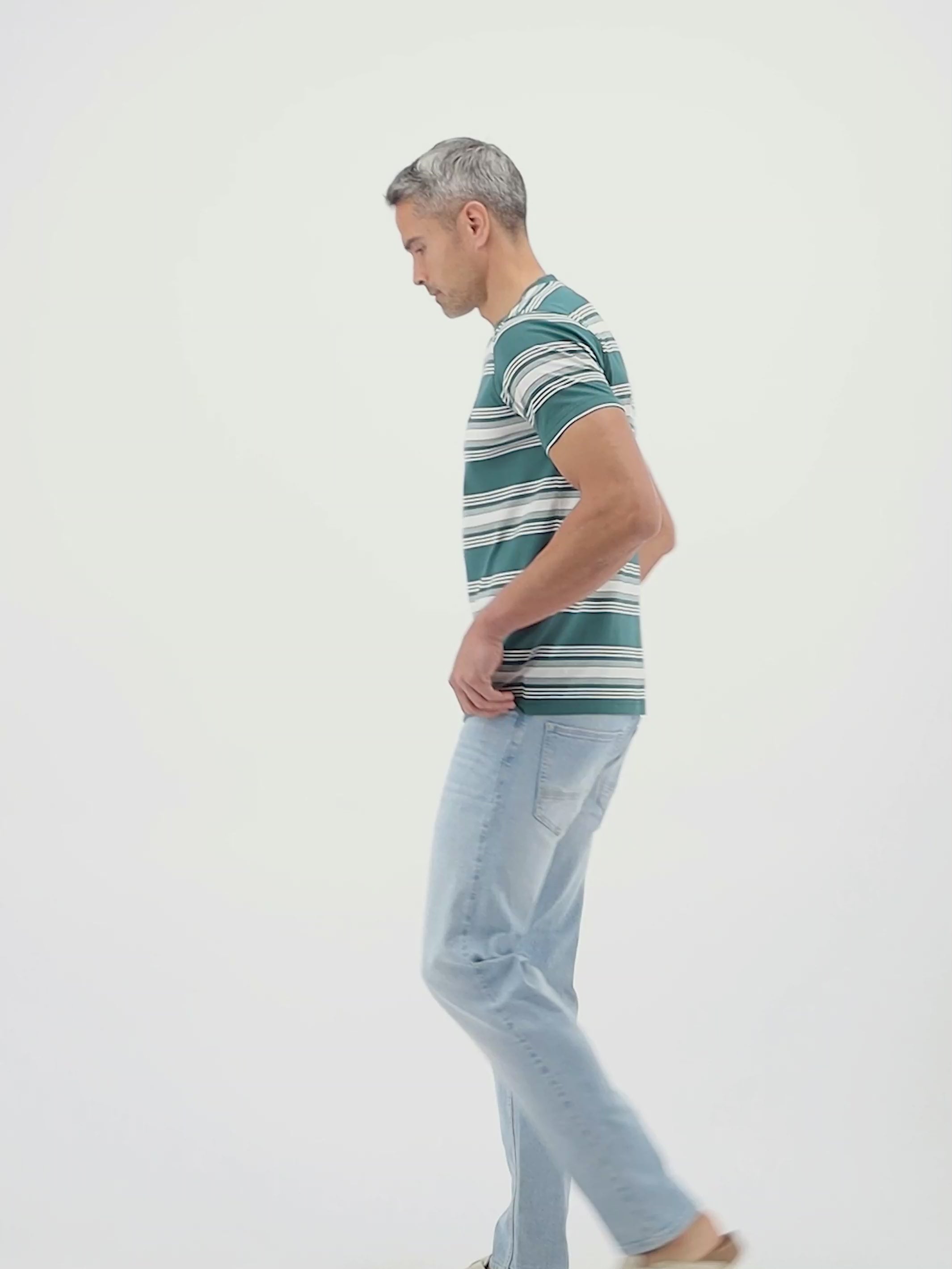 T-Shirt im Streifenlook mit O-Neck